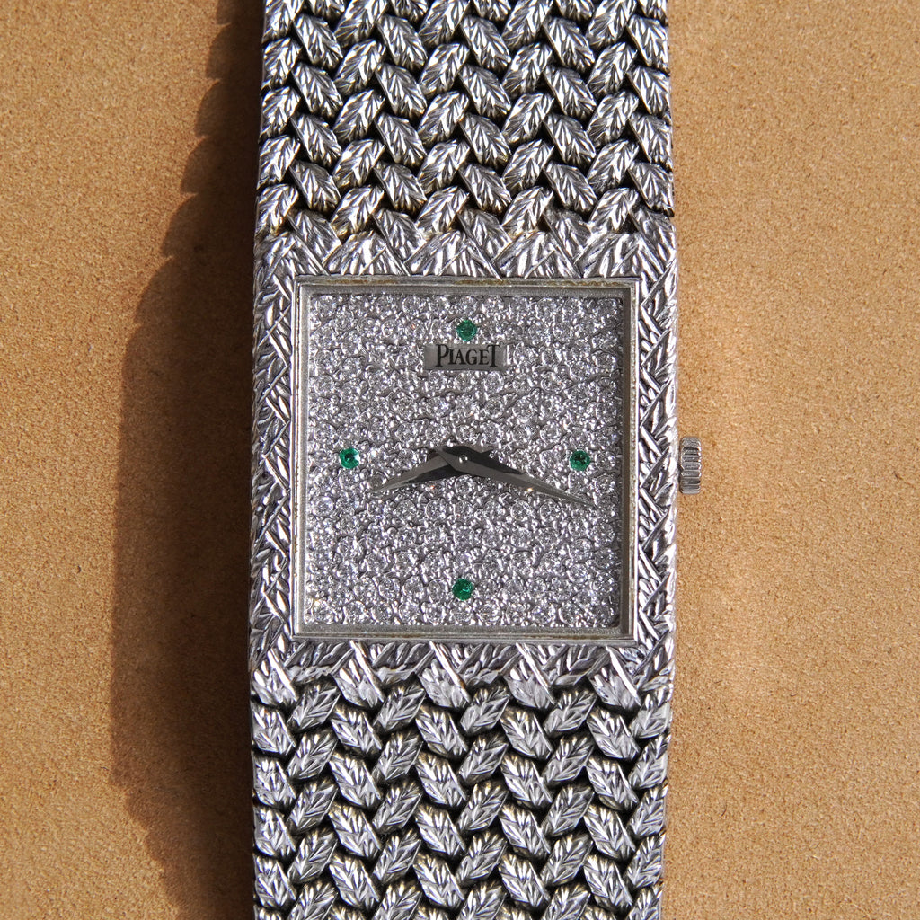 Piaget Ref. 9131 D2, Pavé Diamond Dial with Emeralds, White Gold