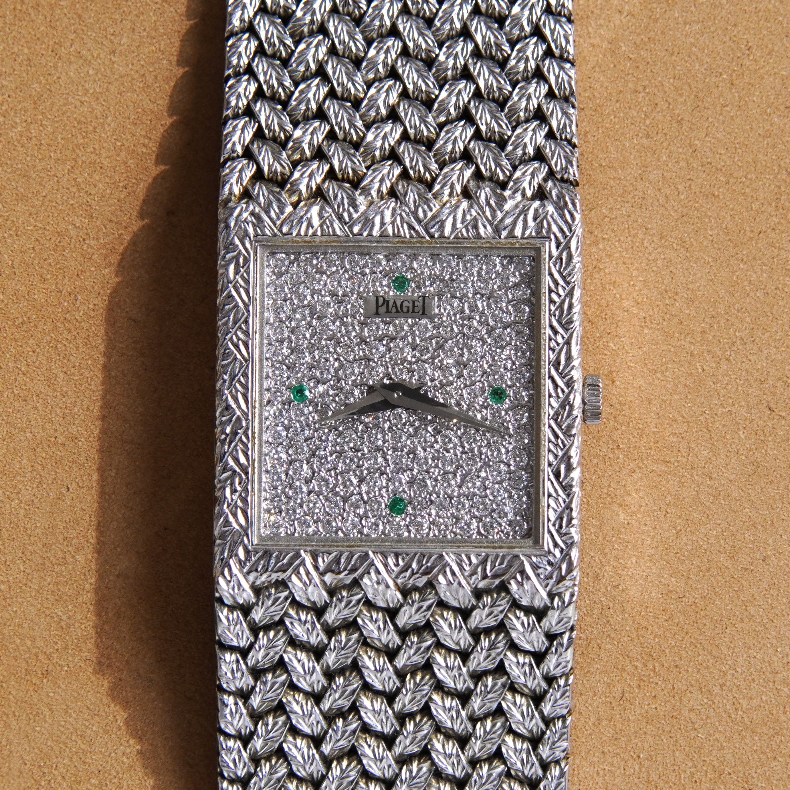 Piaget Ref. 9131 D2, Pavé Diamond Dial with Emeralds, White Gold