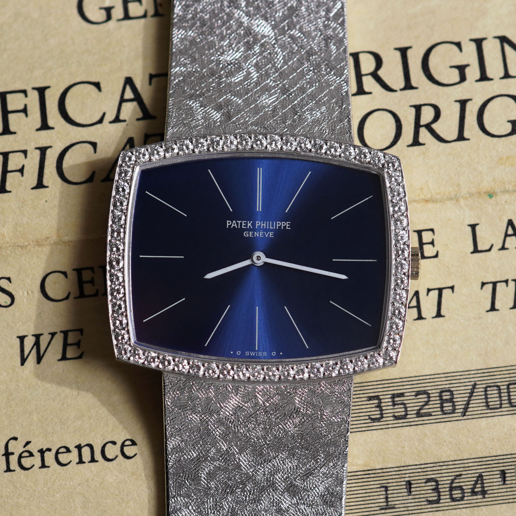 Patek Philippe Gondolo, Factory diamond bezel, Ref. 3528/2, White Gold