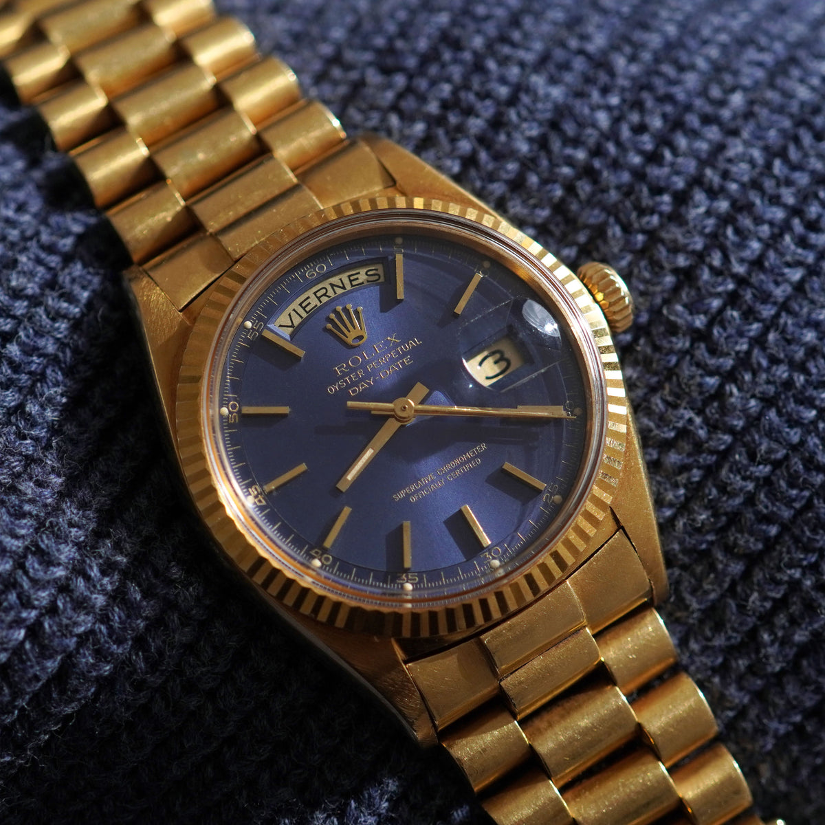 Rolex Vintage Day-Date, Blue dial, Ref. 1803, Yellow Gold