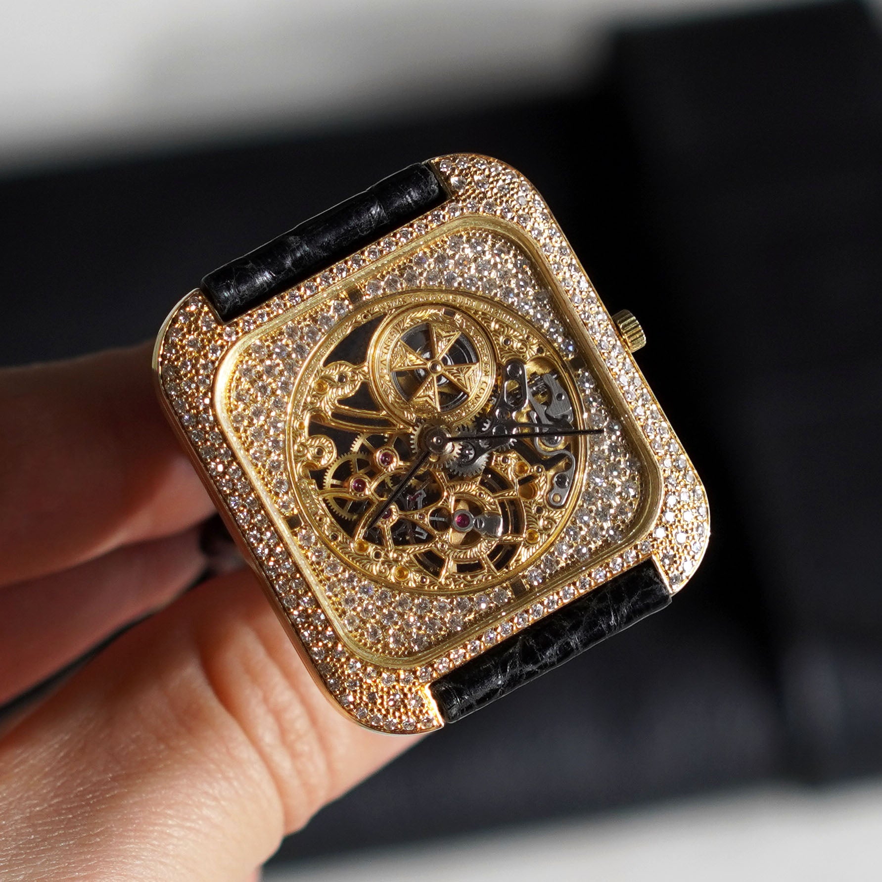 Vacheron Constantin Rare Skeletonised Diamond-Set Wristwatch, Ref. 33514, Yellow Gold