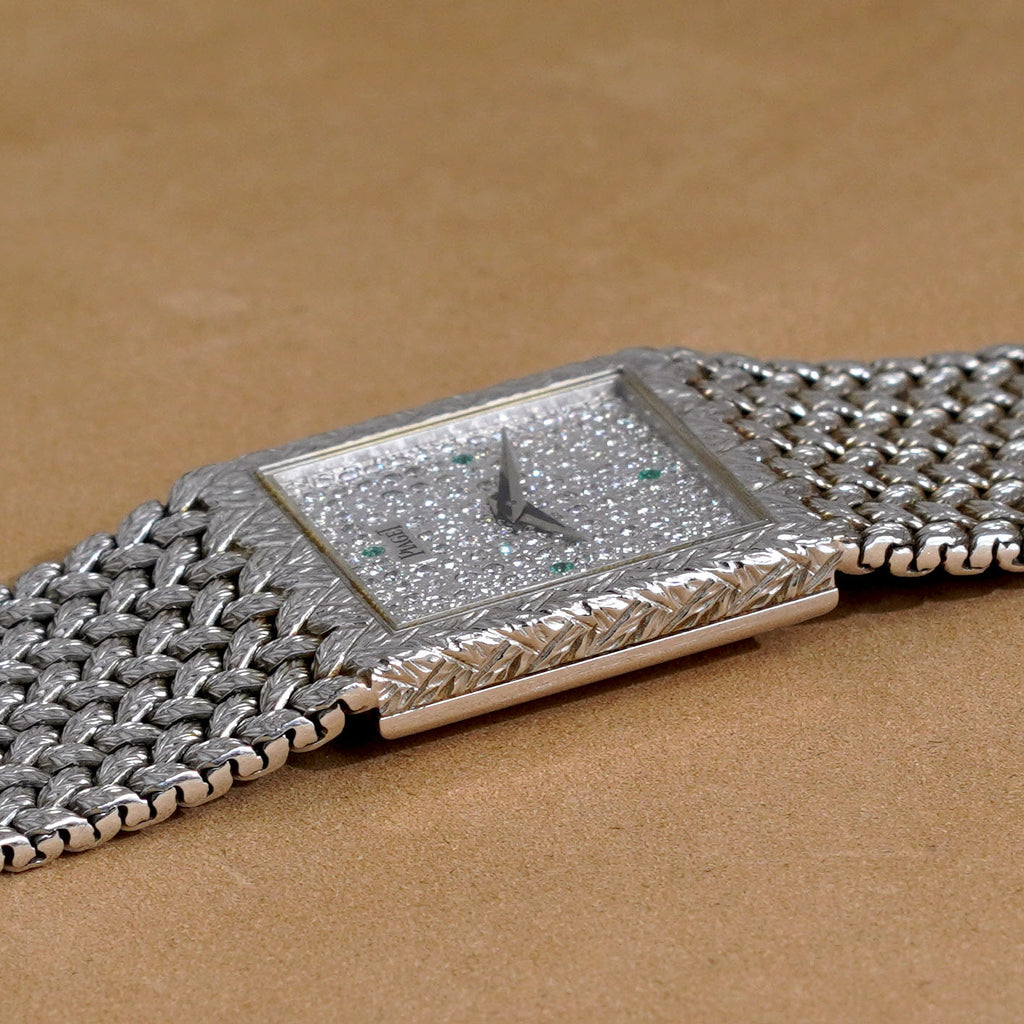 Piaget Ref. 9131 D2, Pavé Diamond Dial with Emeralds, White Gold