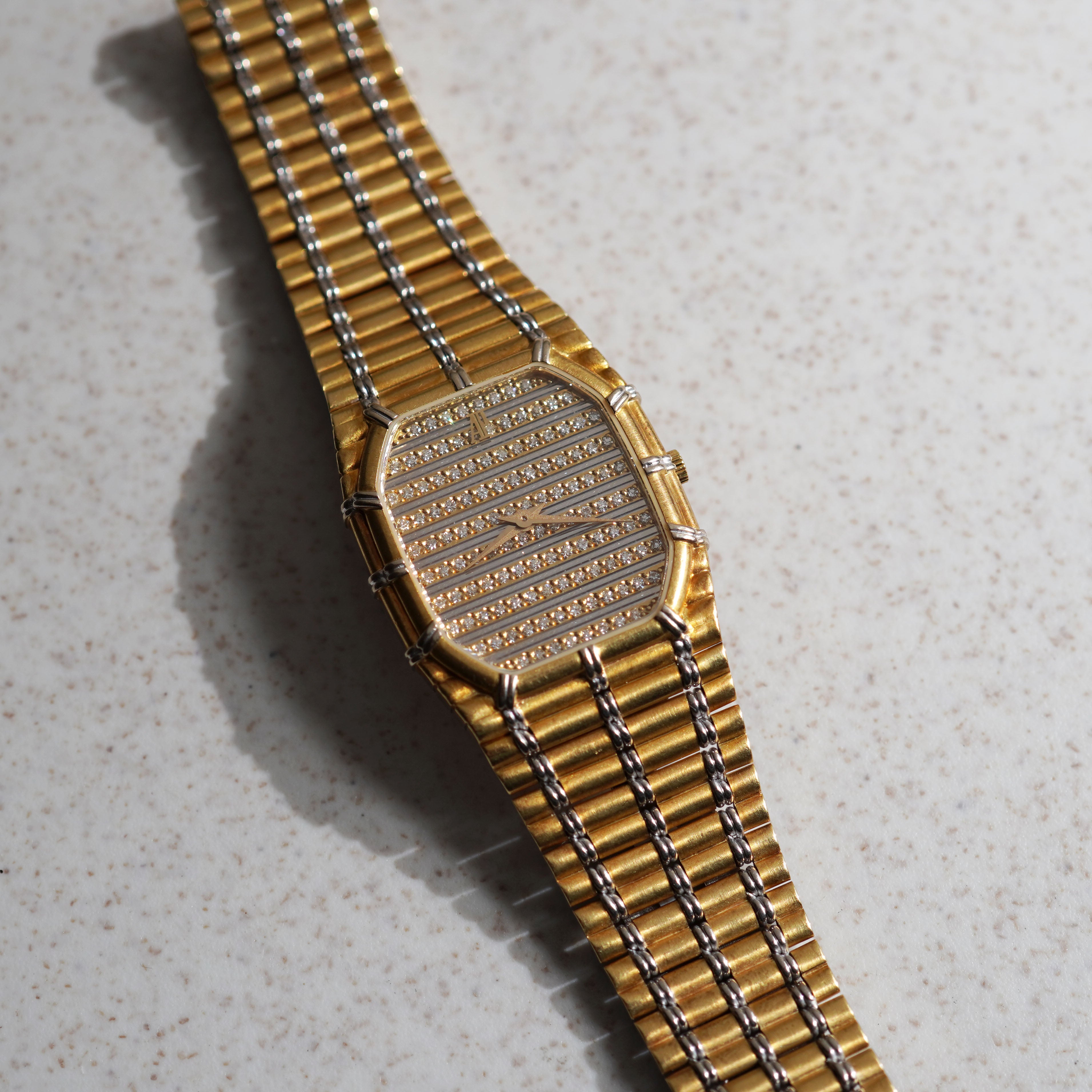 Audemars Piguet Two-tone Bamboo, Diamond Horizontal Bars Dial, Yellow and White Gold