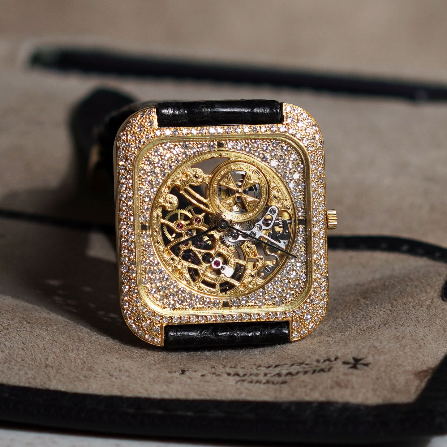 Vacheron Constantin Rare Skeletonised Diamond-Set Wristwatch, Yellow Gold