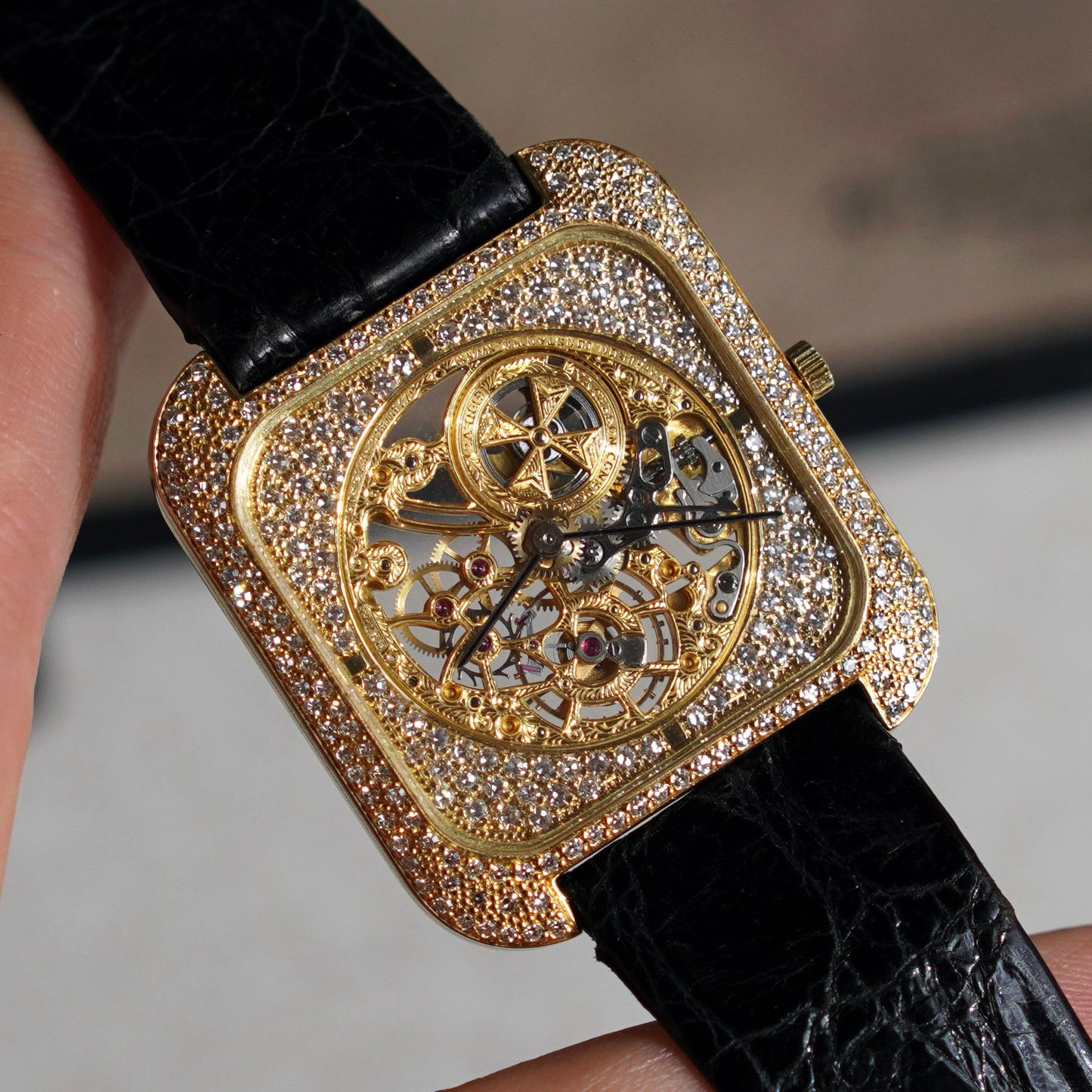 Vacheron Constantin Rare Skeletonised Diamond-Set Wristwatch, Yellow Gold