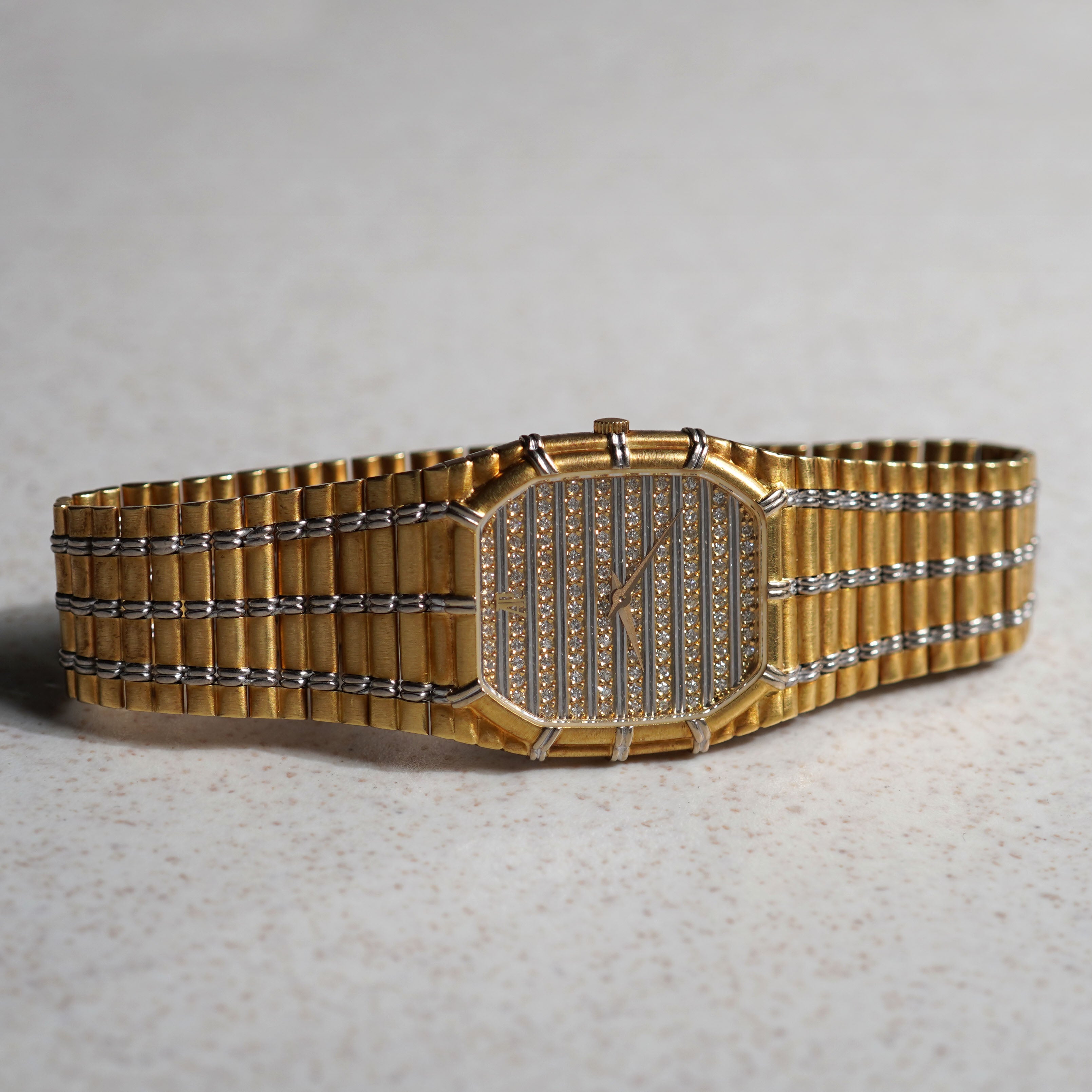 Audemars Piguet Two-tone Bamboo, Diamond Horizontal Bars Dial, Yellow and White Gold