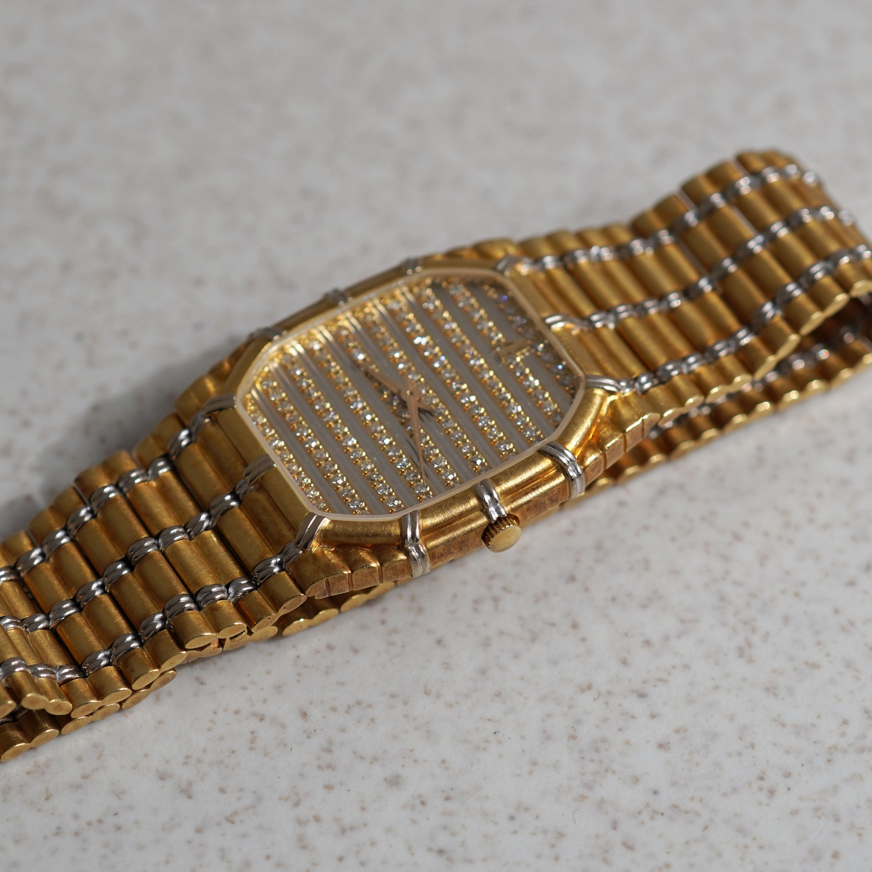 Audemars Piguet Two-tone Bamboo, Diamond Horizontal Bars Dial, Yellow and White Gold