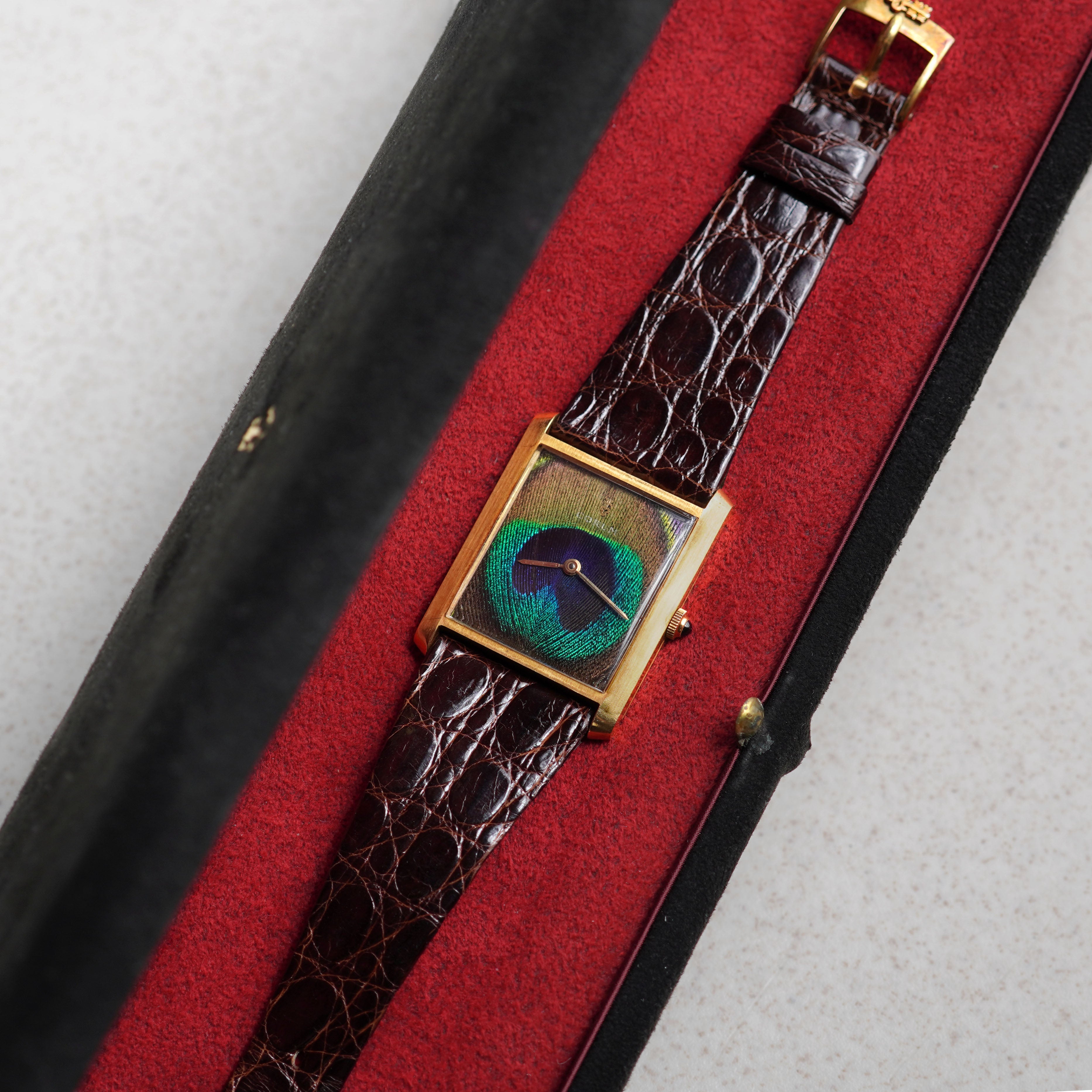 Corum Peacock Feather Dial Wristwatch, Yellow Gold