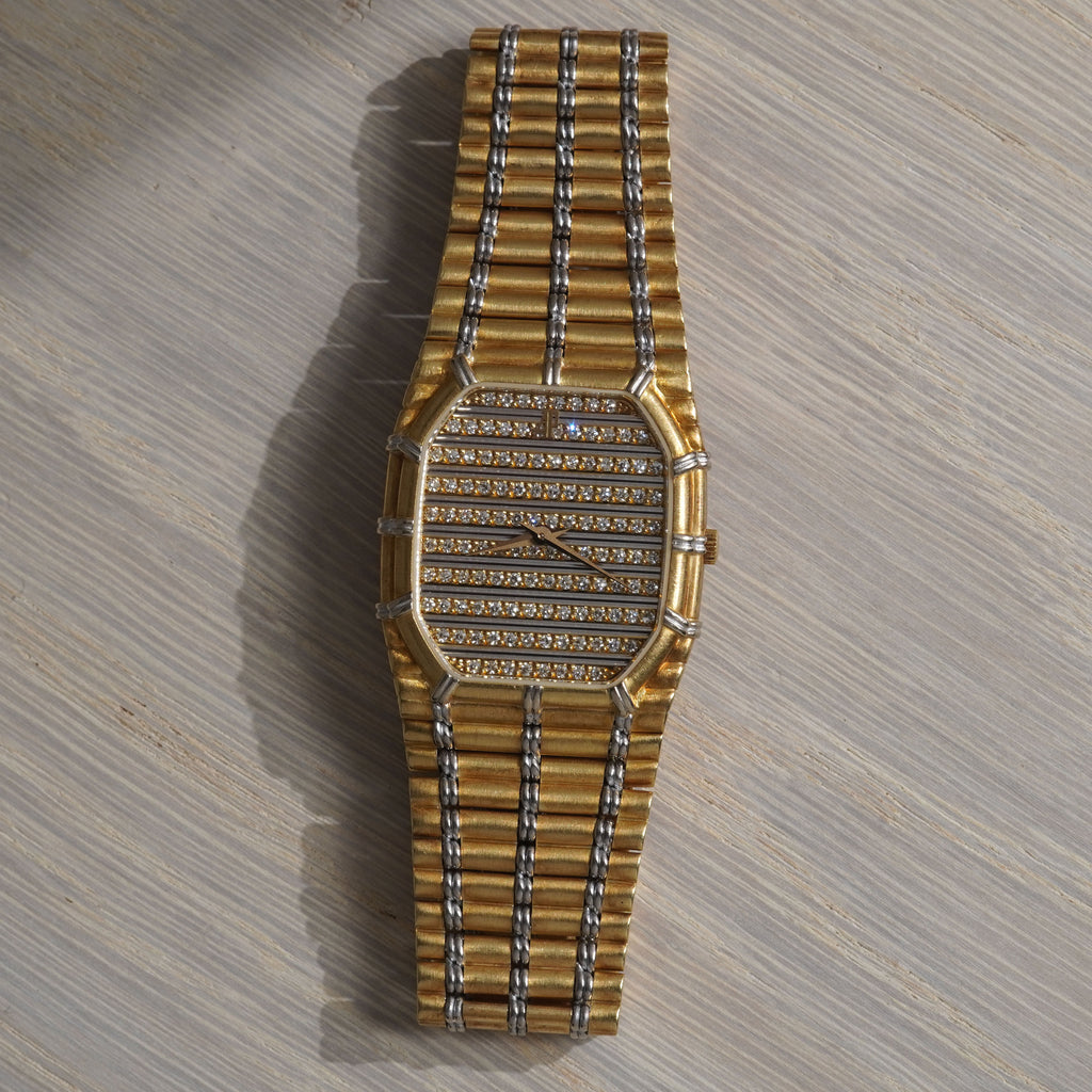 Audemars Piguet Two-tone Bamboo, Diamond Horizontal Bars Dial, Yellow and White Gold