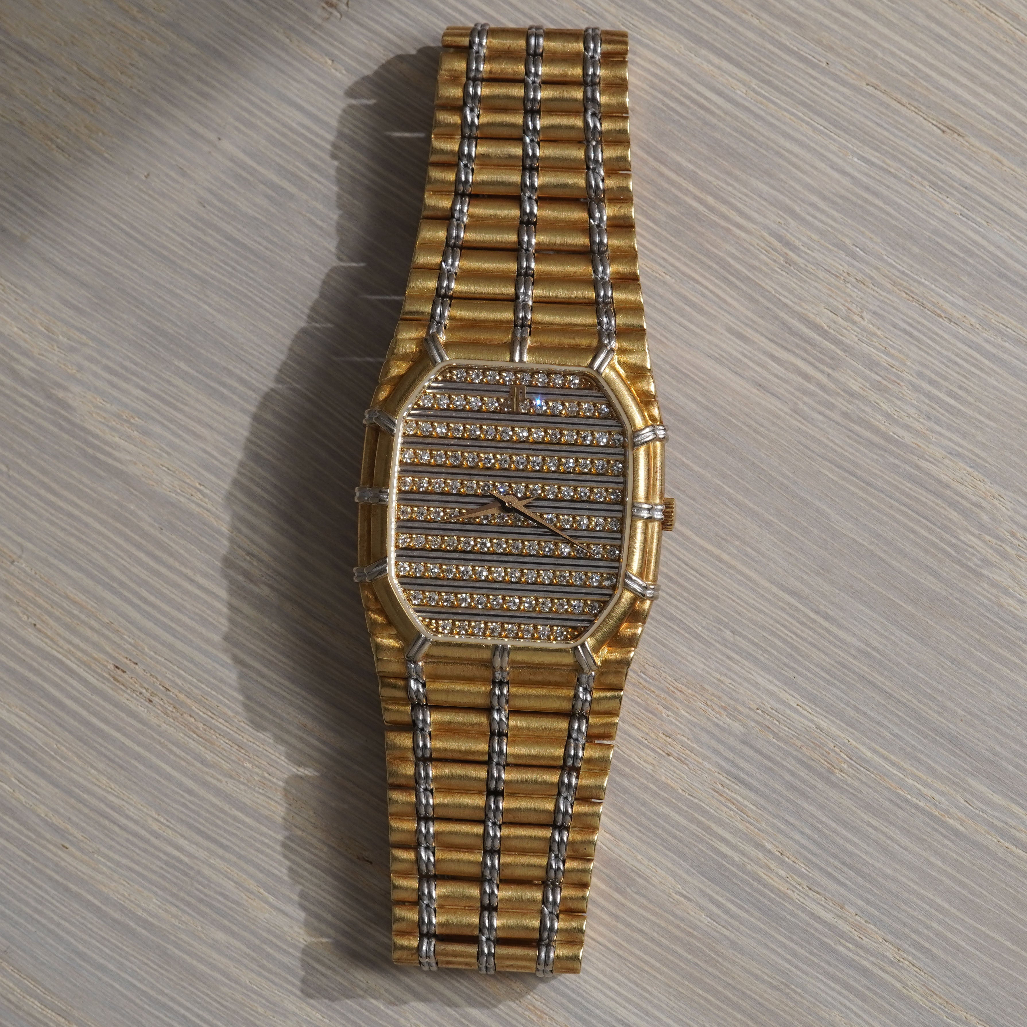 Audemars Piguet Two-tone Bamboo, Diamond Horizontal Bars Dial, Yellow and White Gold