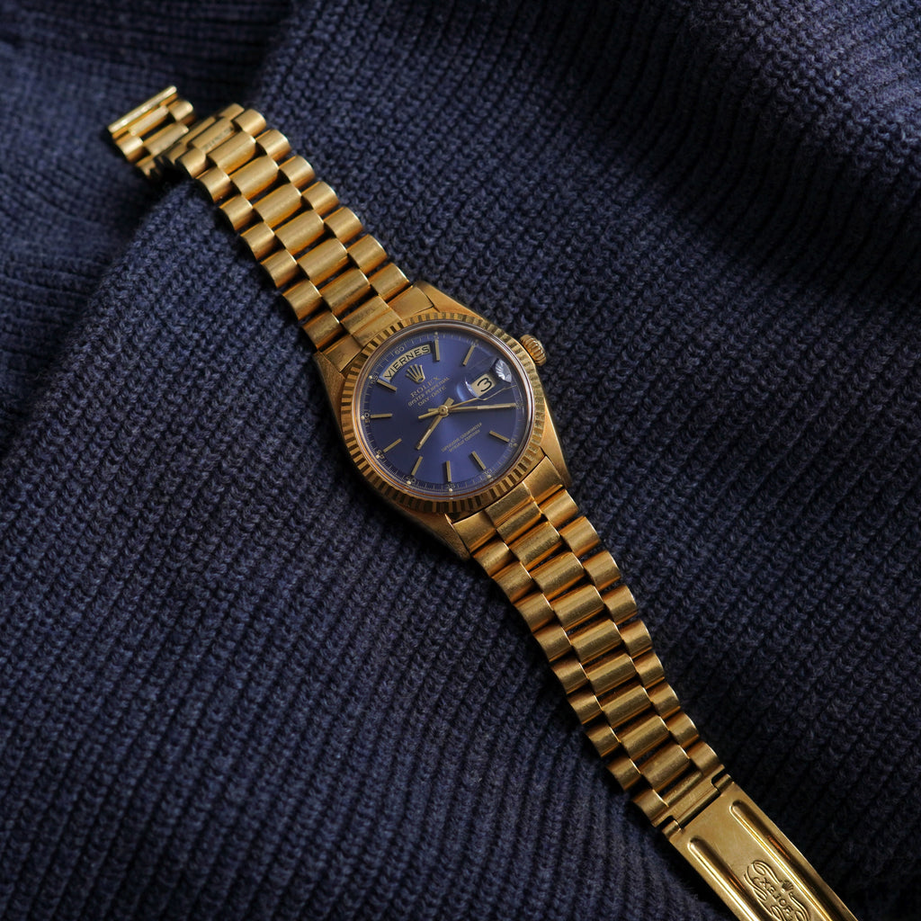 Rolex Vintage Day-Date, Blue dial, Ref. 1803, Yellow Gold