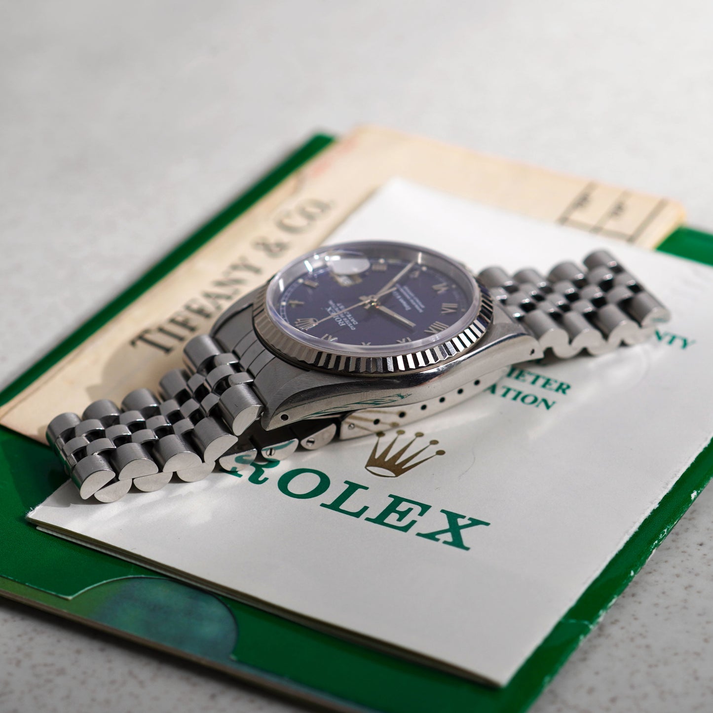 Rolex Blue Dial Datejust, Ref. 16234, Double-signed Tiffany & Co., Steel