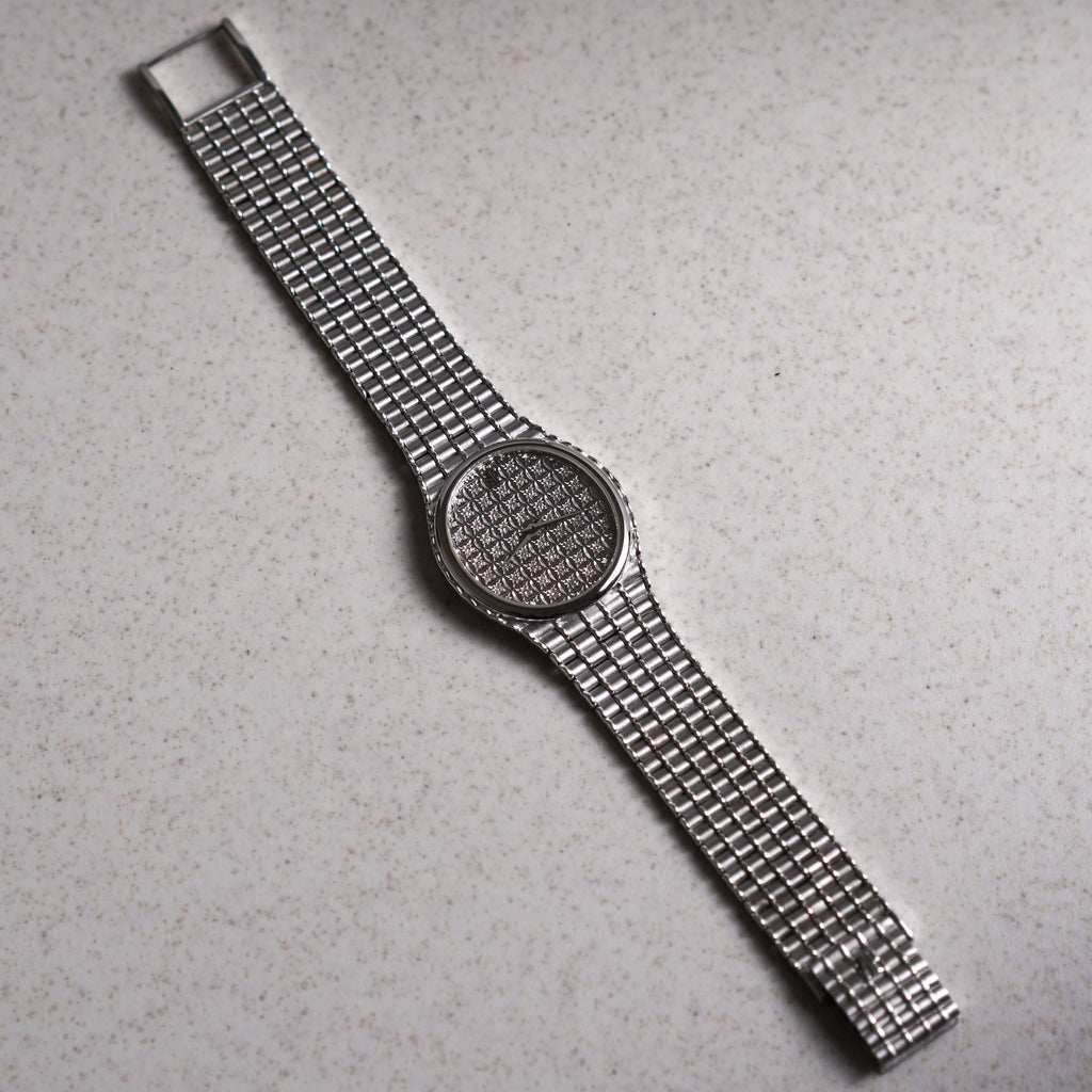 Audemars Piguet Oval-shaped Wristwatch, Diamond Dial, Bamboo Bracelet, White Gold