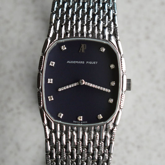 Audemars Piguet Cobra with Navy Blue Dial, Diamond Indices and Hands, White Gold