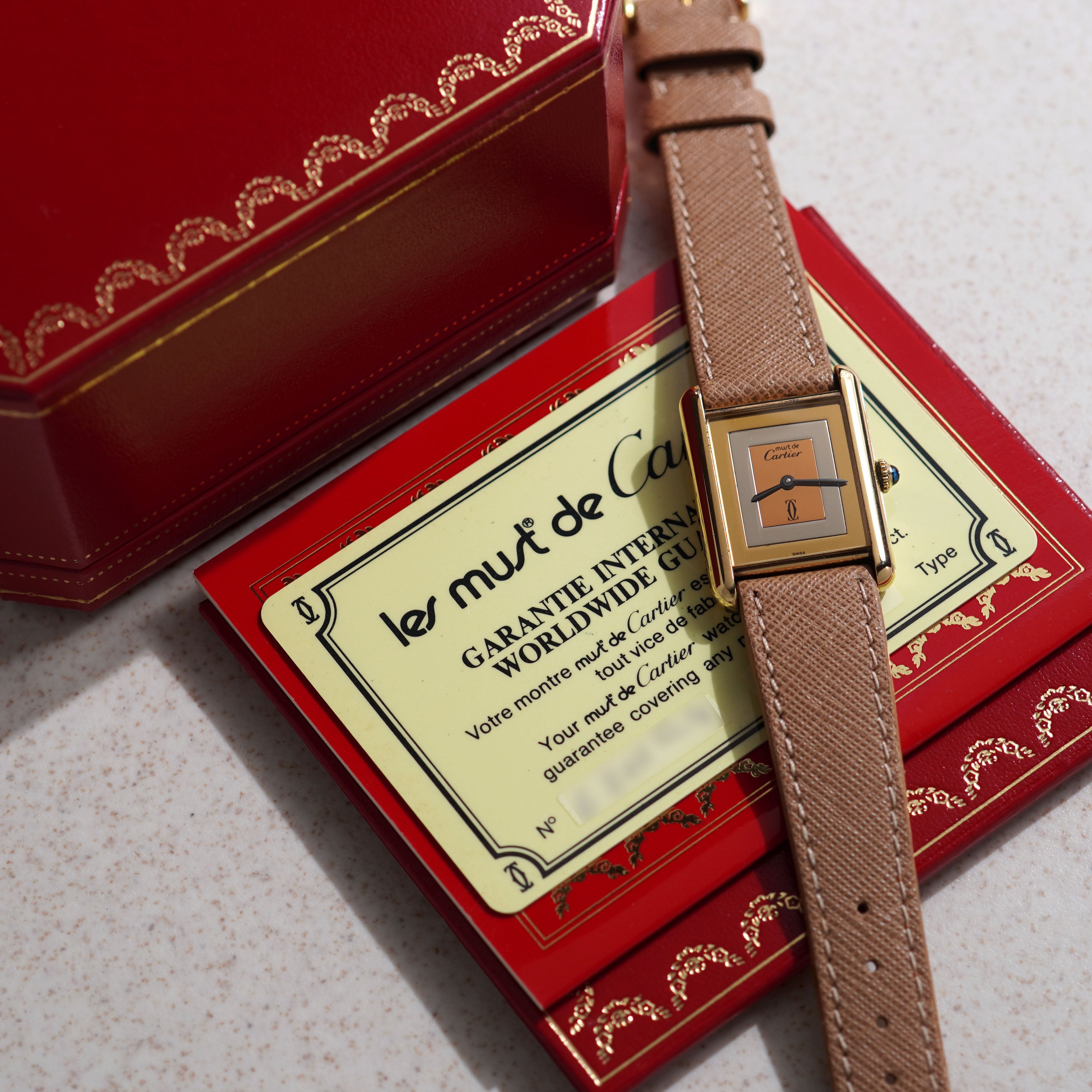 Cartier Must De Cartier Tank, Trinity dial, Vermeil