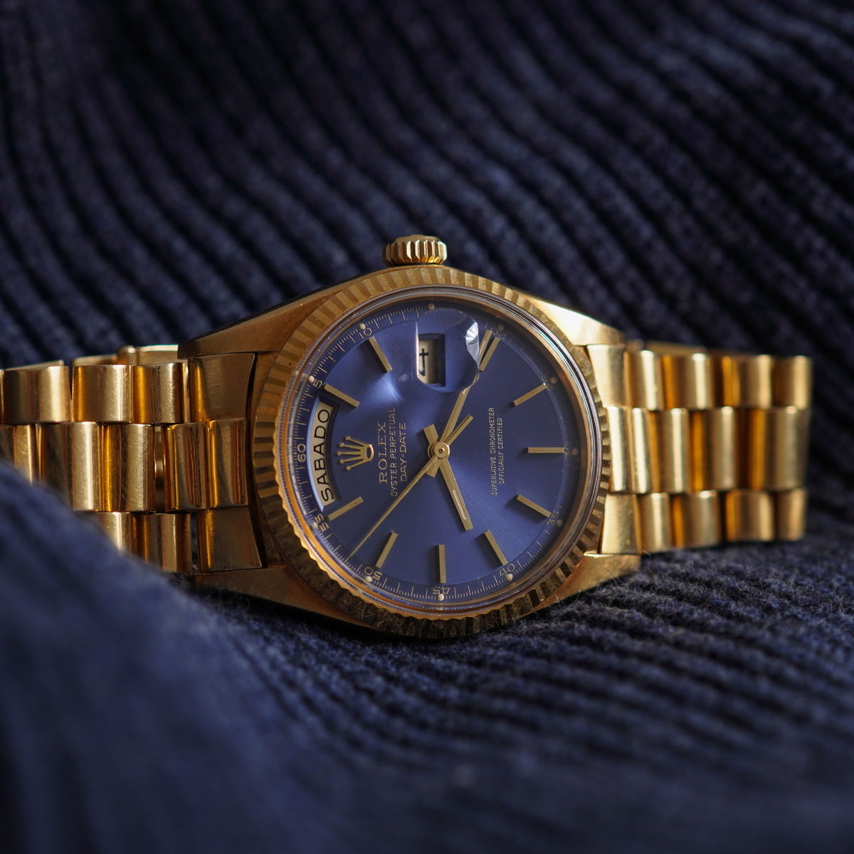 Rolex Vintage Day-Date, Blue dial, Ref. 1803, Yellow Gold