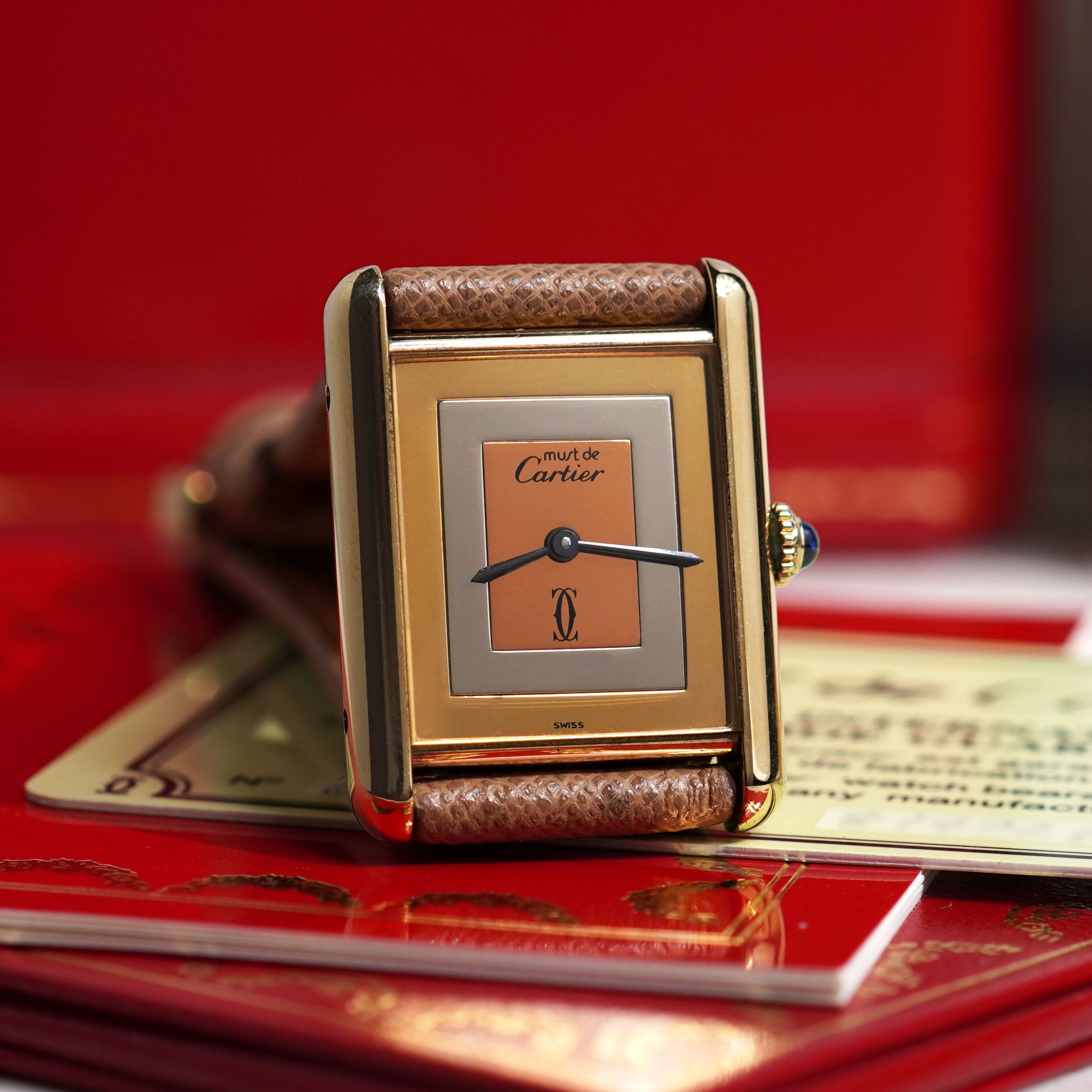Cartier Must De Cartier Tank, Trinity dial, Vermeil