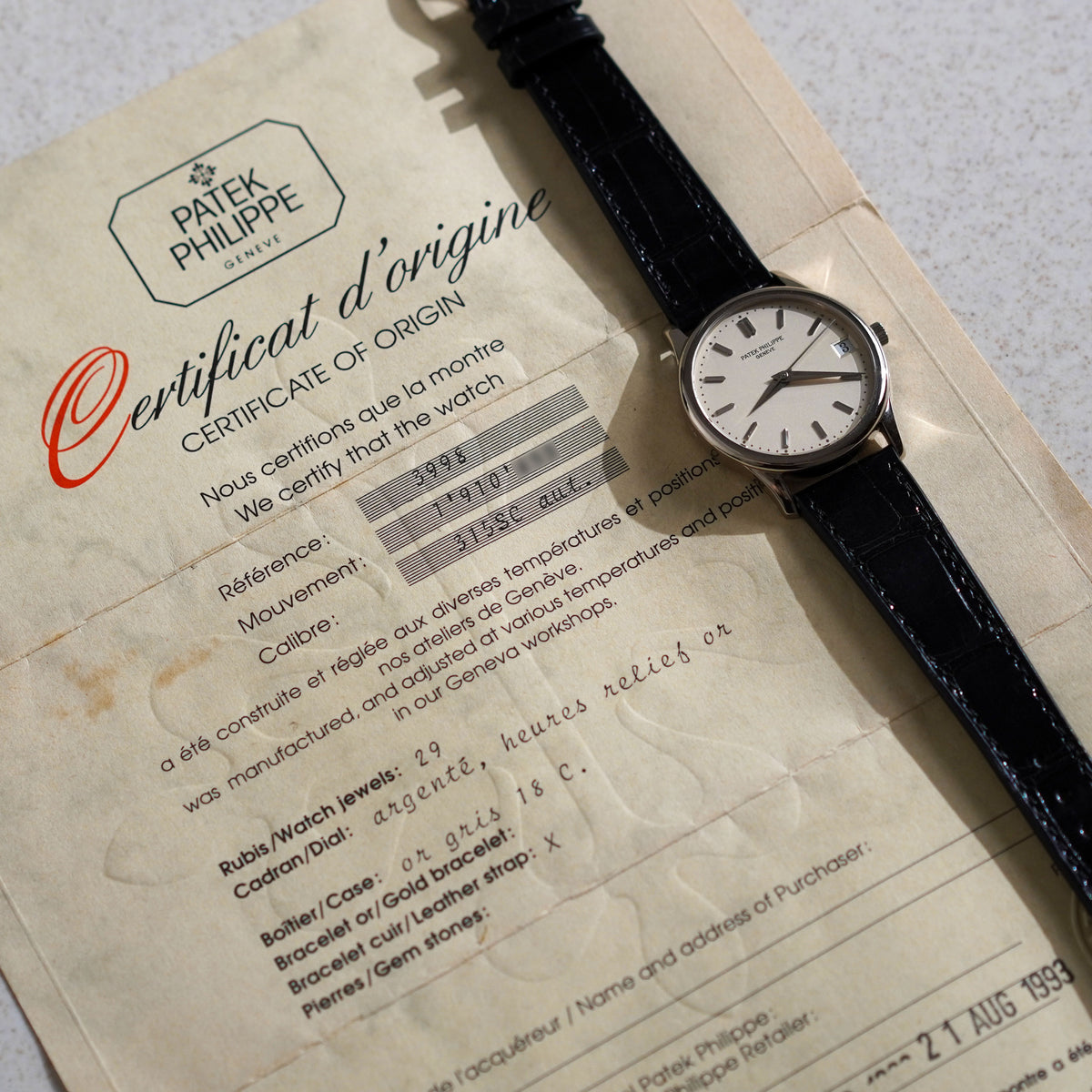 Patek Philippe Calatrava, Ref. 3998G, White Gold