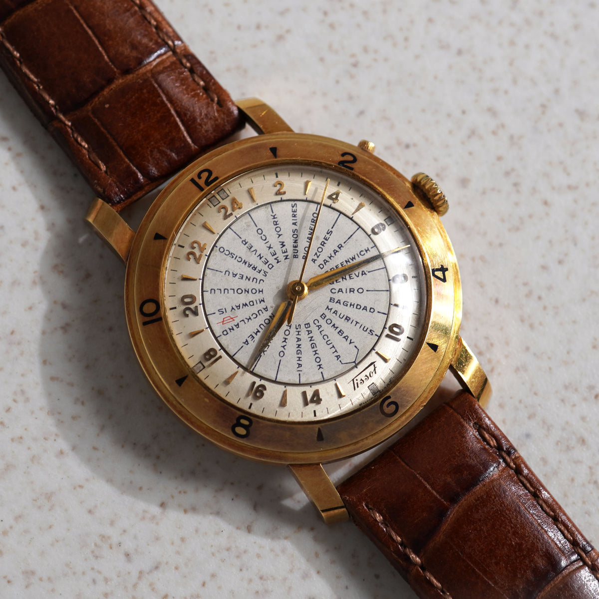 Tissot Vintage Navigator World Time, Yellow Gold