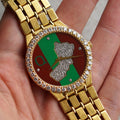 Rare Piaget Bracelet Watch, Diamond Bezel, Dial with diamond-set map of Oman, Asprey, Commissioned by Sultan Qaboos of Oman, Yellow Gold