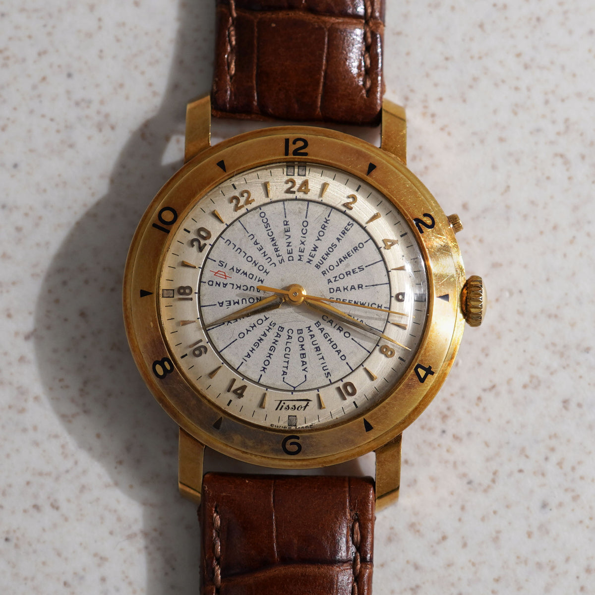 Tissot Vintage Navigator World Time, Yellow Gold