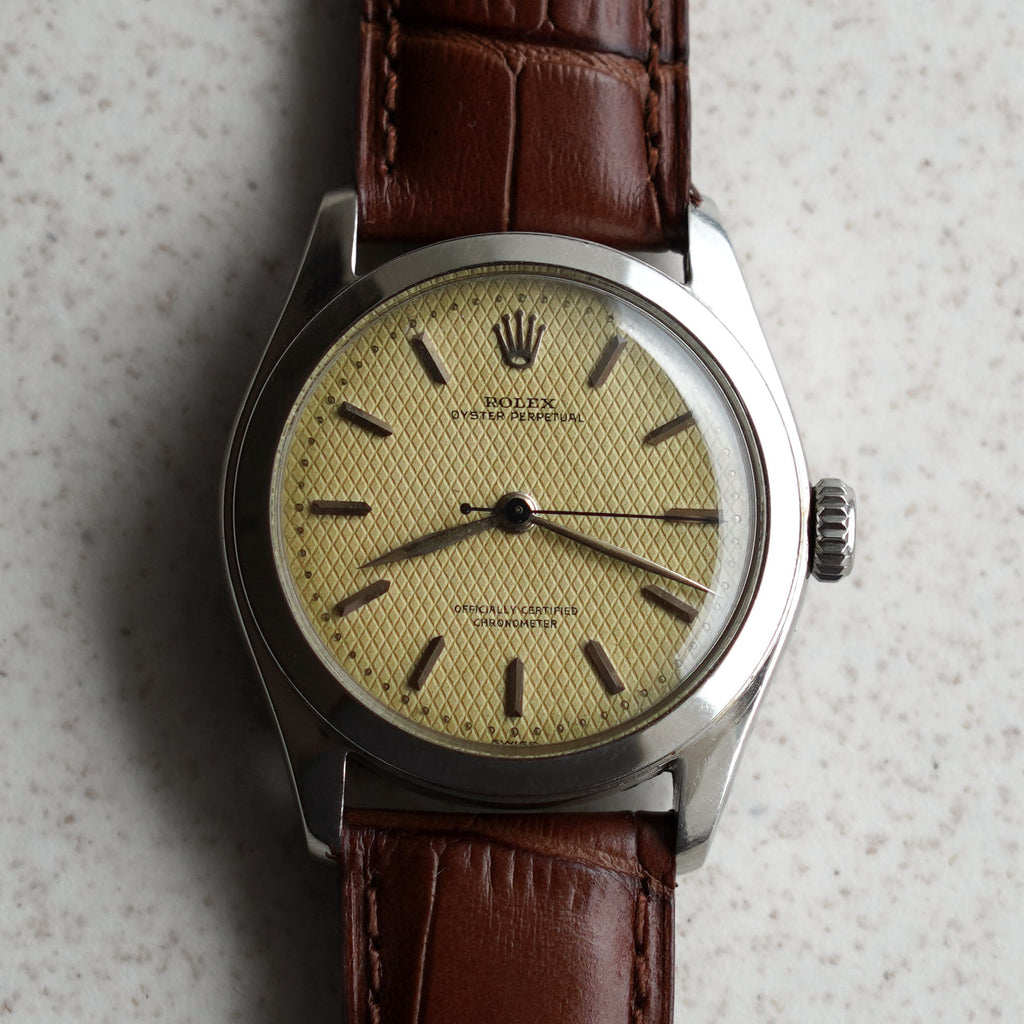 Rolex Oyster Perpetual Semi-Bubbleback, Honeycomb Dial, Ref. 6108, Steel