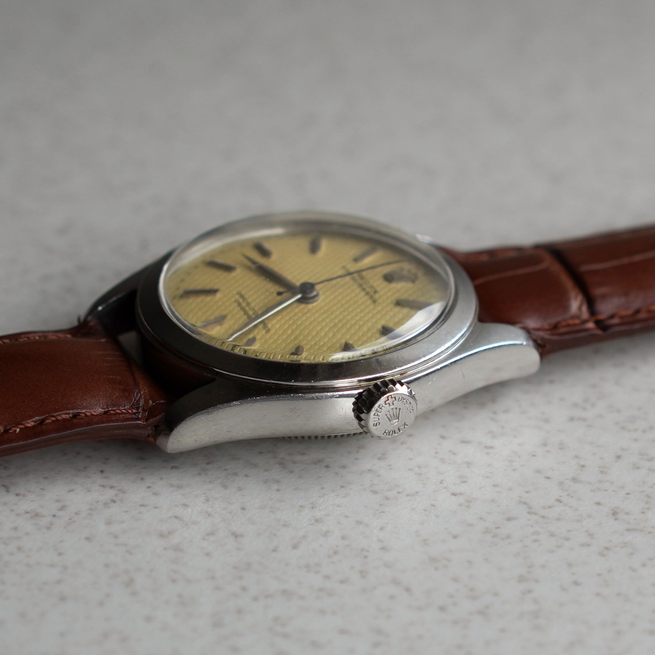 Rolex Oyster Perpetual Semi-Bubbleback, Honeycomb Dial, Ref. 6108, Steel