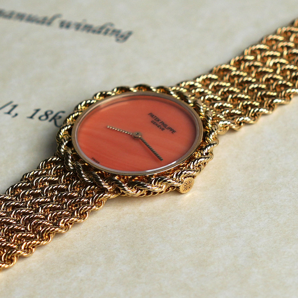 Patek Philippe Bracelet Watch, Coral dial, Ref. 4282/1, Yellow Gold
