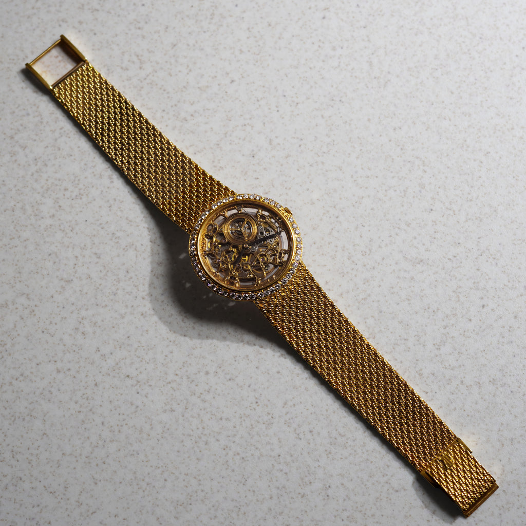 Audemars Piguet Skeleton Bracelet Watch, Diamond-set Bezel, Yellow Gold