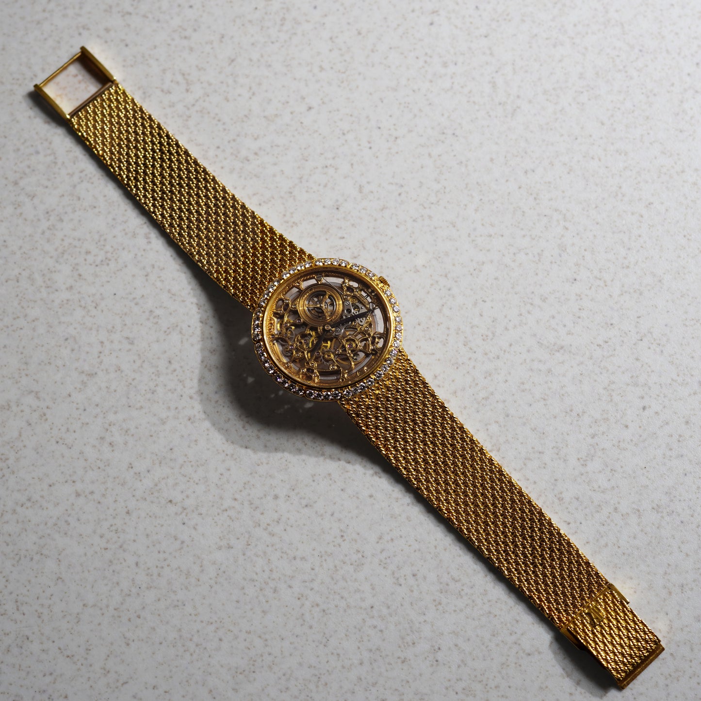 Audemars Piguet Skeleton Bracelet Watch, Diamond-set Bezel, Yellow Gold