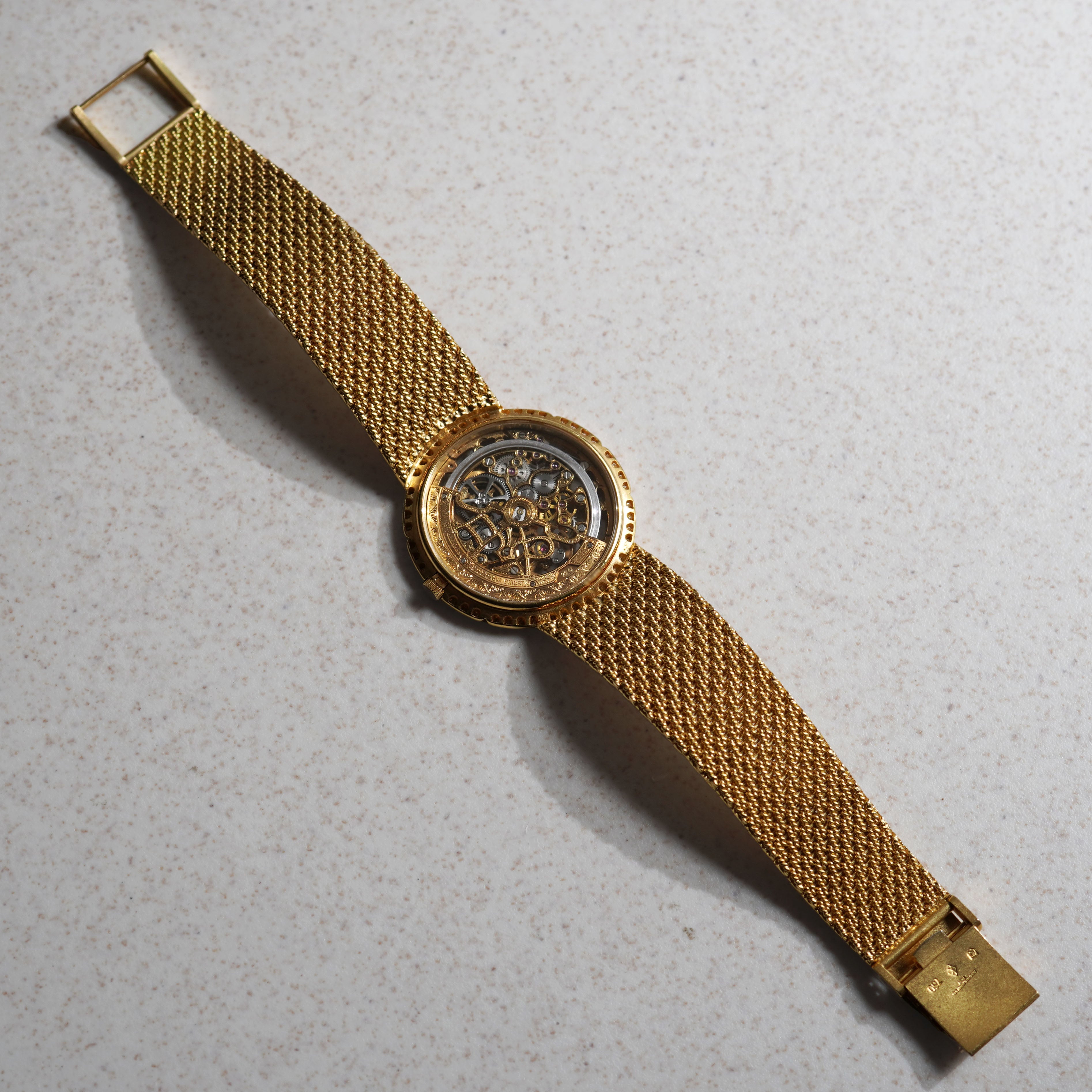 Audemars Piguet Skeleton Bracelet Watch, Diamond-set Bezel, Yellow Gold