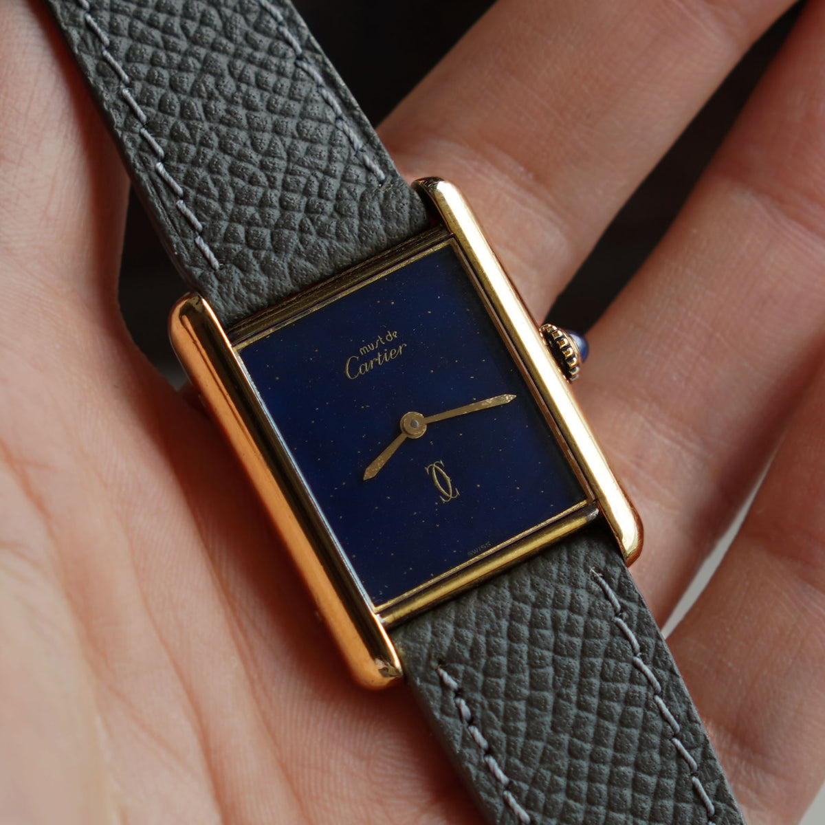 Cartier Must De Cartier Tank, Blue stardust dial, Vermeil