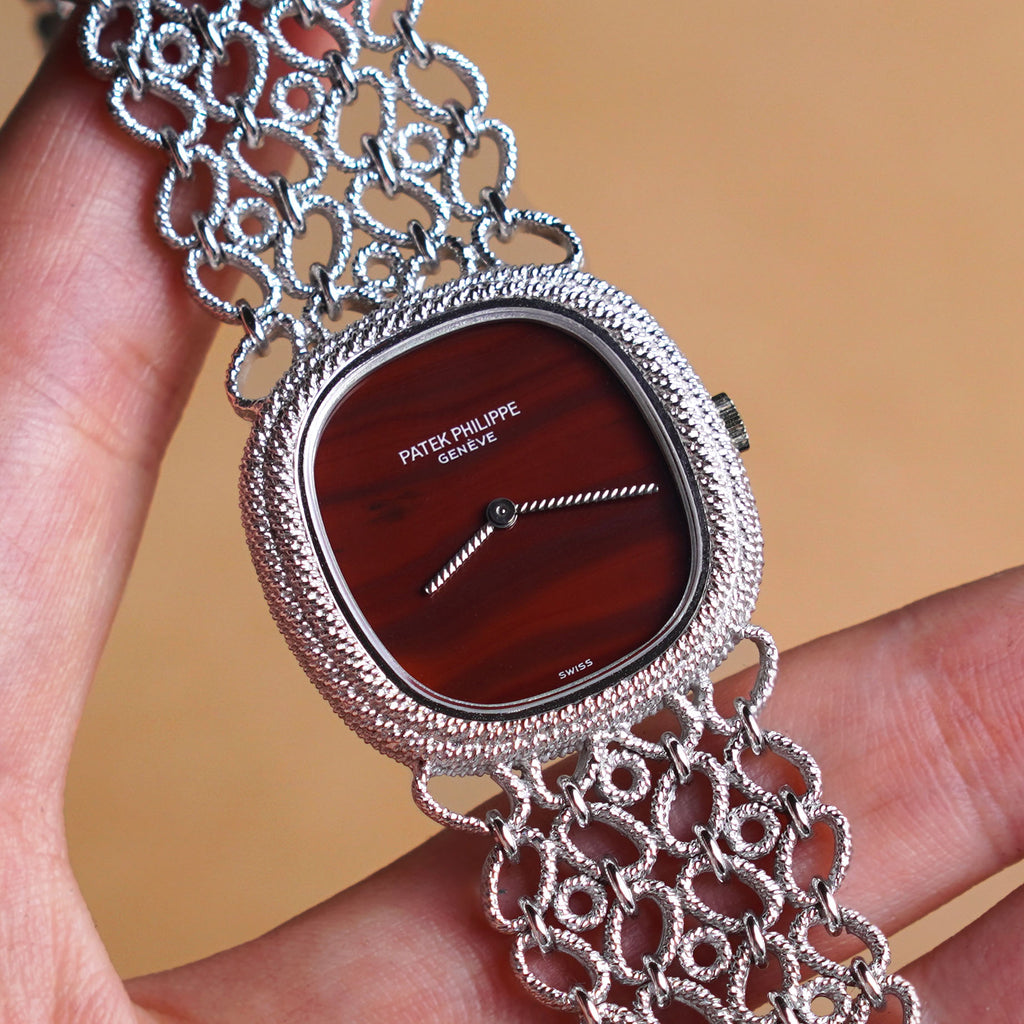 Patek Philippe Lady's Ellipse Bracelet Watch, Jasper stone dial, Ref. 4285/1, White Gold