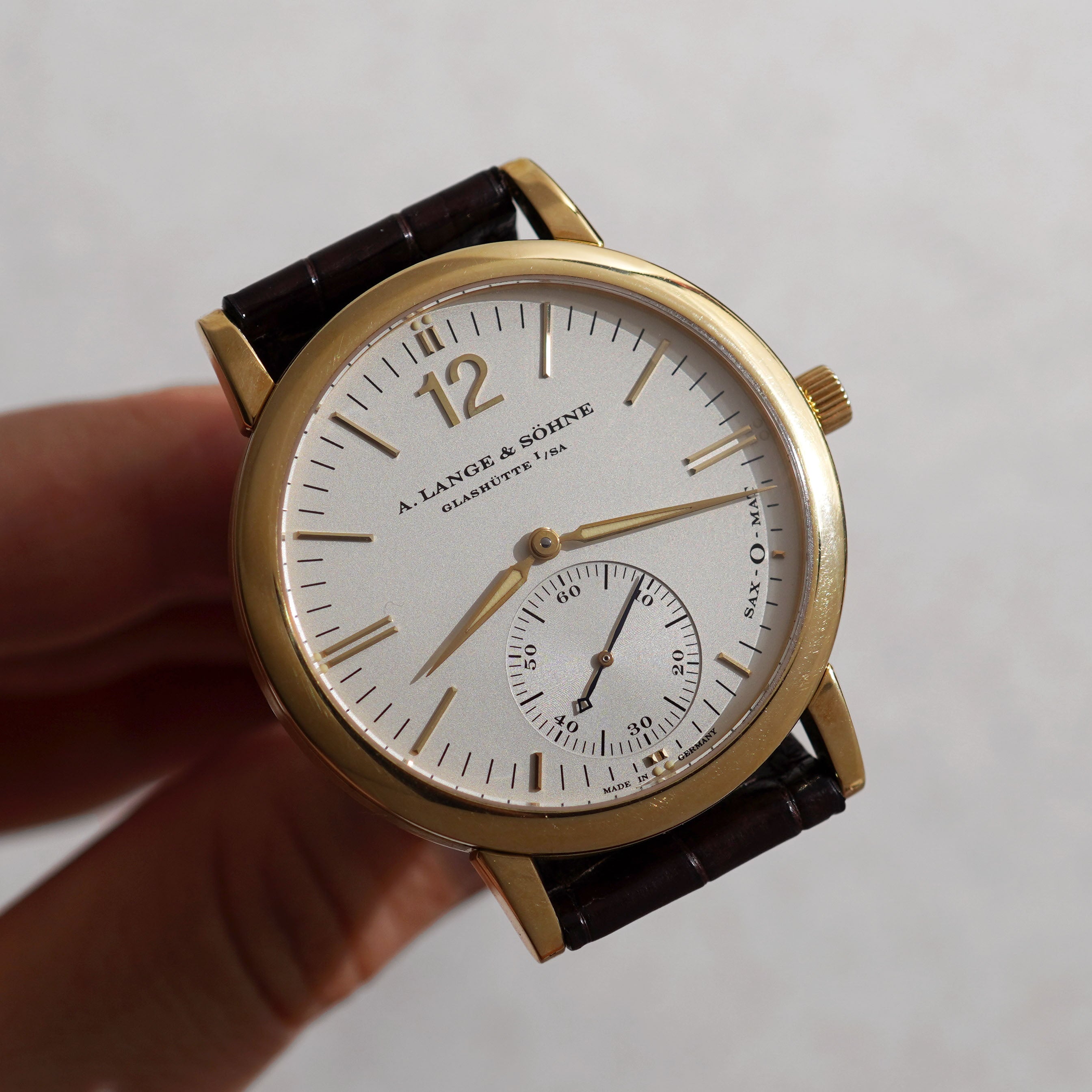 A. Lange & Sohne Sax-O-Mat,  Ref. 301.021, Yellow Gold