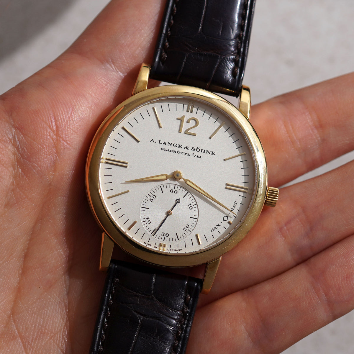 A. Lange & Sohne Sax-O-Mat,  Ref. 301.021, Yellow Gold