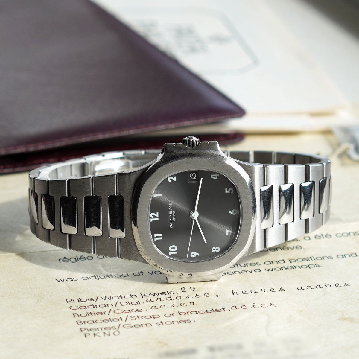 Patek Philippe Nautilus 3800/001, Rare slate grey dial, Steel