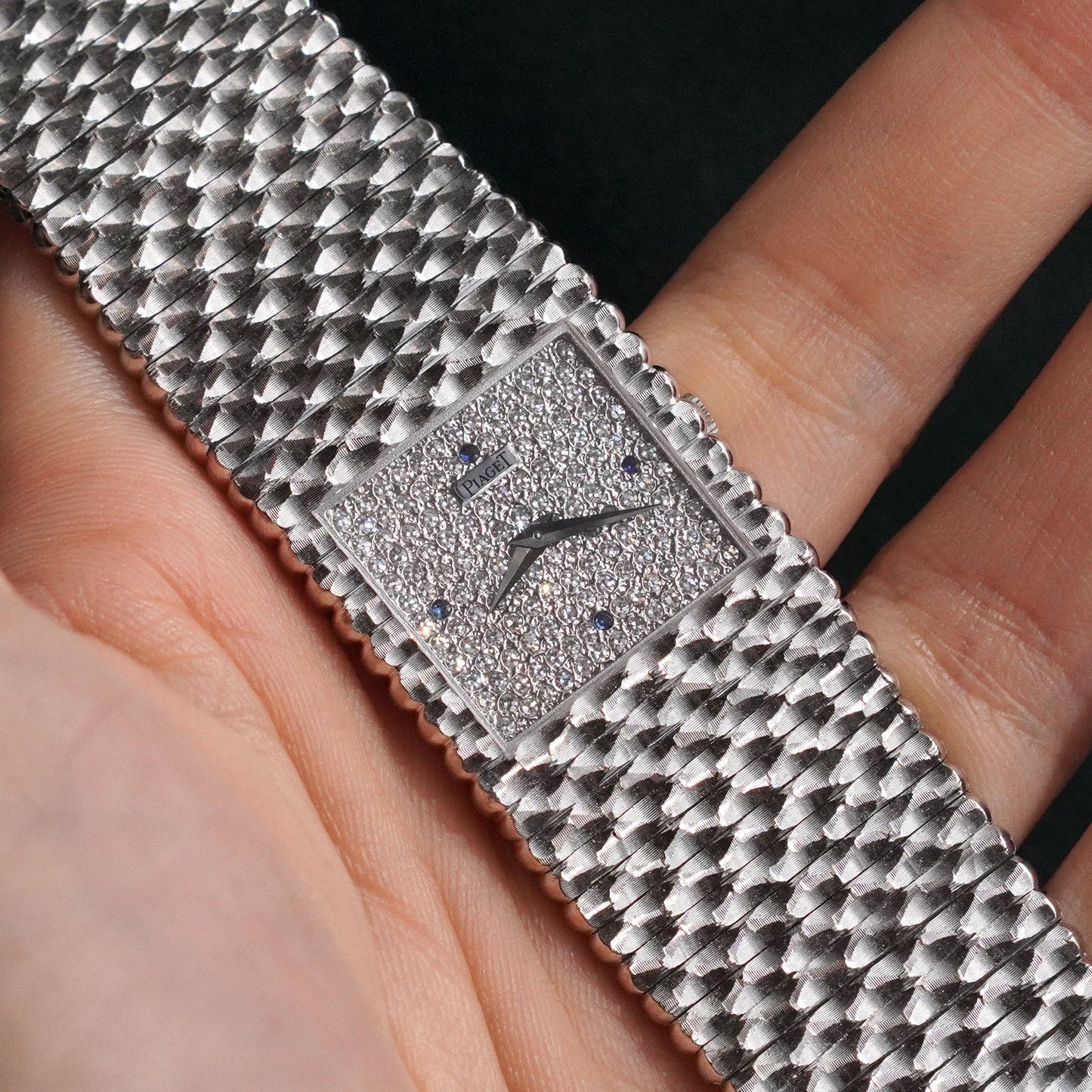 Piaget Emperador, Factory-Set Diamond Dial with Blue Sapphires, White Gold