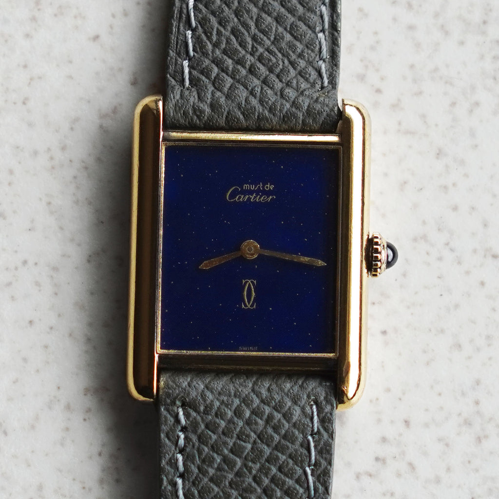 Cartier Must De Cartier Tank, Blue stardust dial, Vermeil
