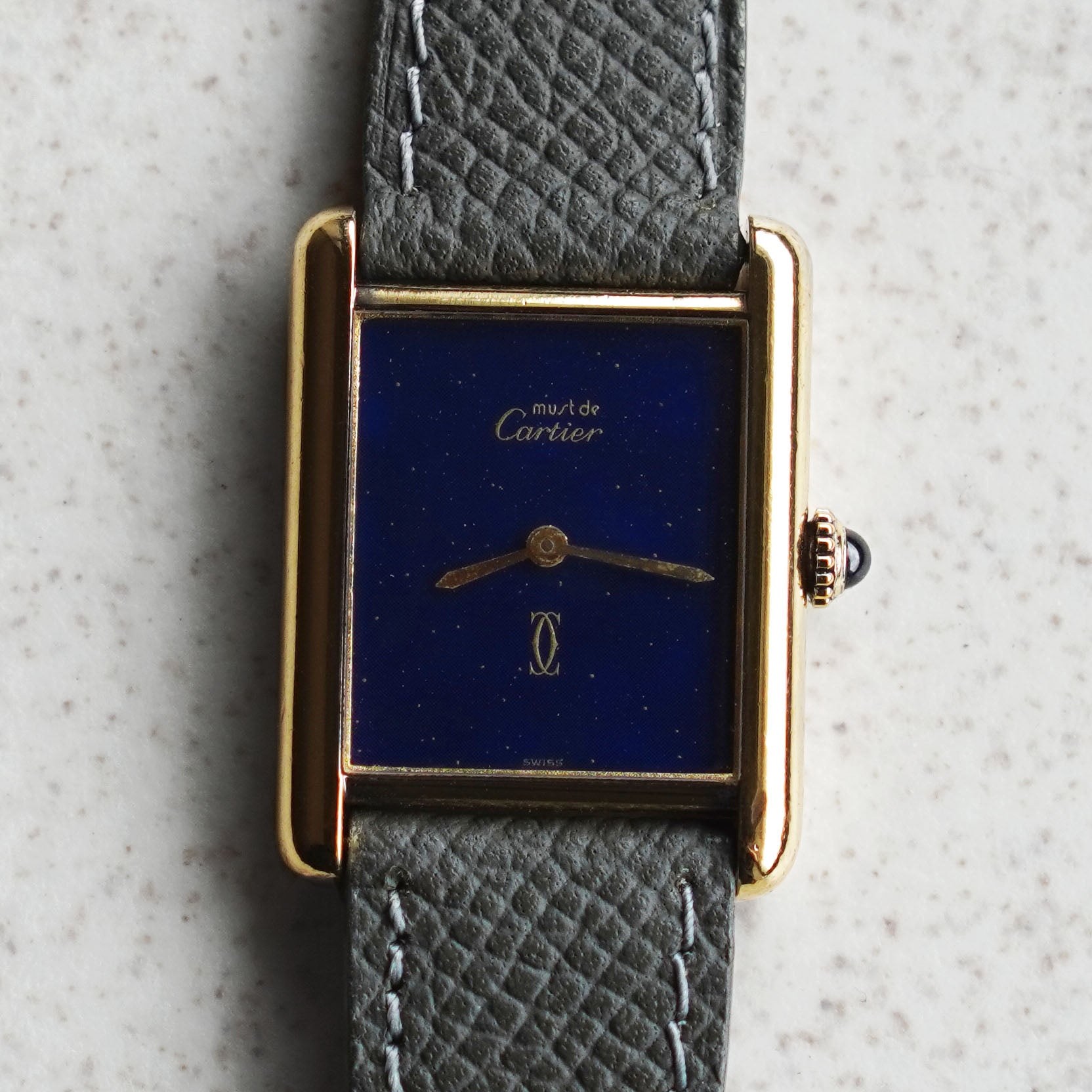 Cartier Must De Cartier Tank, Blue stardust dial, Vermeil