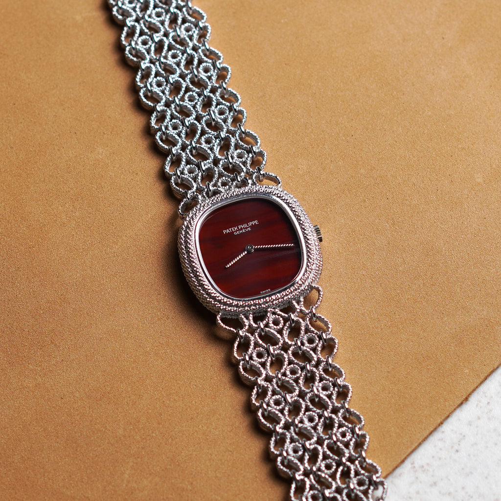Patek Philippe Lady's Ellipse Bracelet Watch, Jasper stone dial, Ref. 4285/1, White Gold