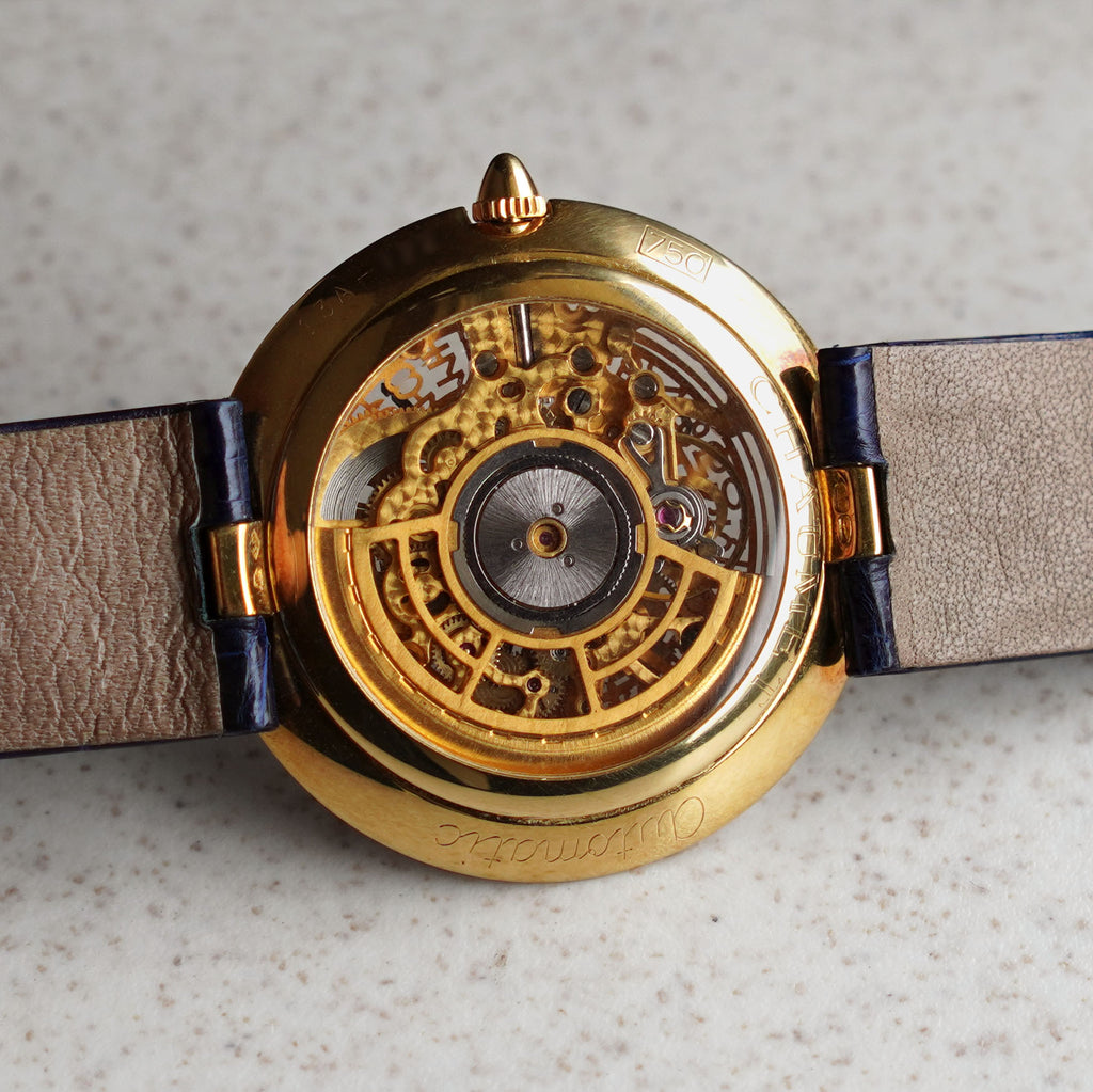 Rare Chaumet 13A, Factory Diamond Bezel and Skeleton Dial, Yellow Gold