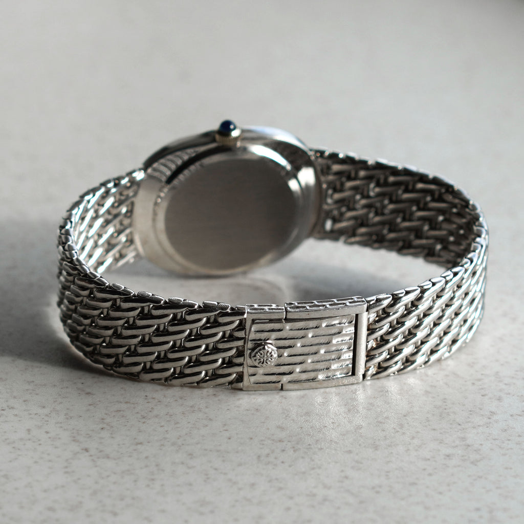 Patek Philippe Ellipse Bracelet Watch, Blue Sigma Dial, Diamond bezel, Ref. 3849/1, White Gold