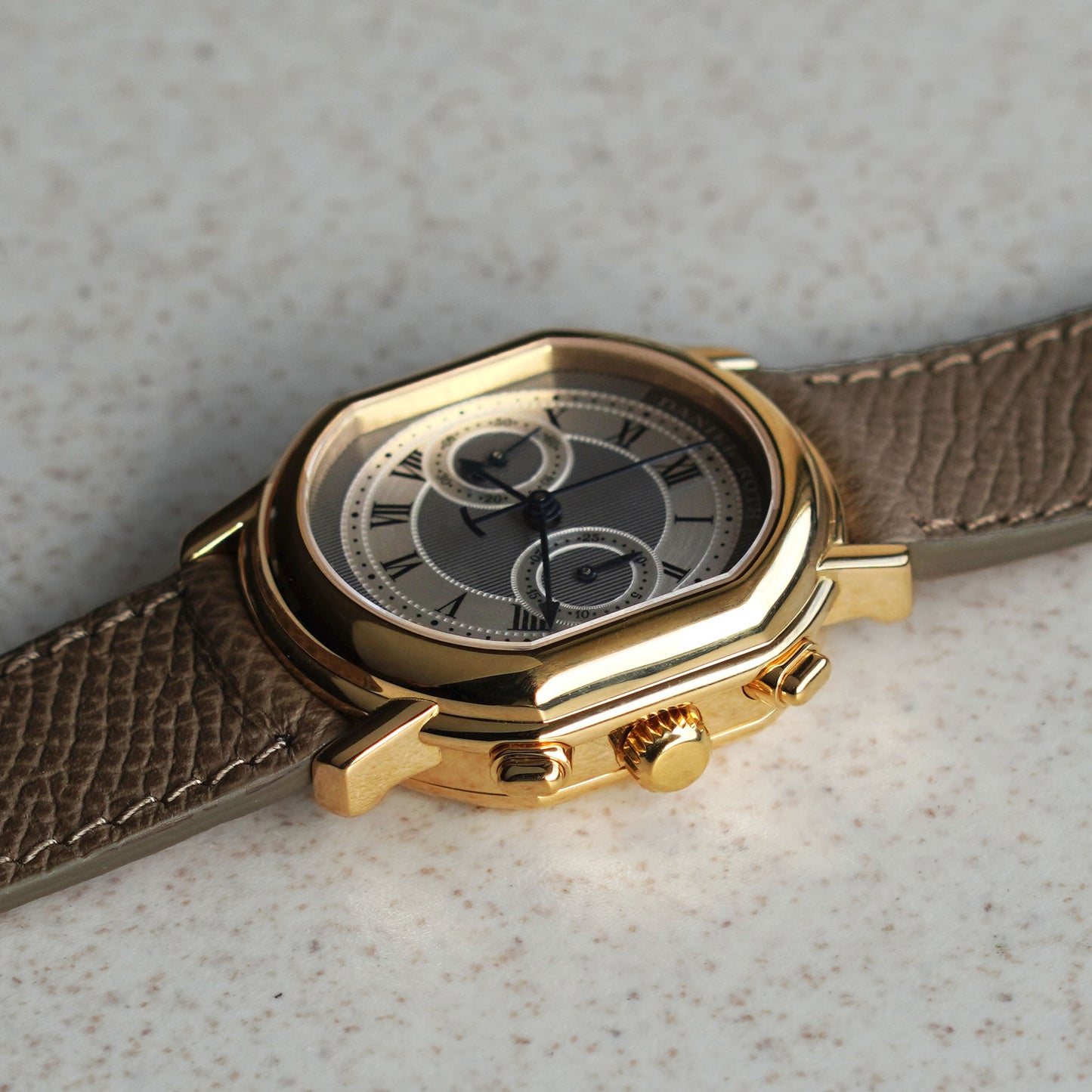 Daniel Roth Chronograph, "Pinstripe" Guilloché Dial, Yellow Gold