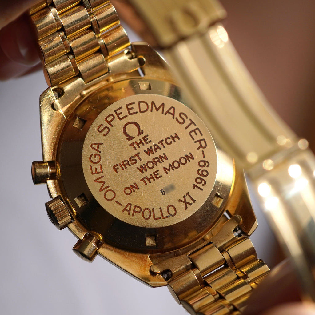 Omega Rare Speedmaster Professional Apollo XI 1969 - Tribute to Astronauts, Ref. 145.022-69, Yellow Gold