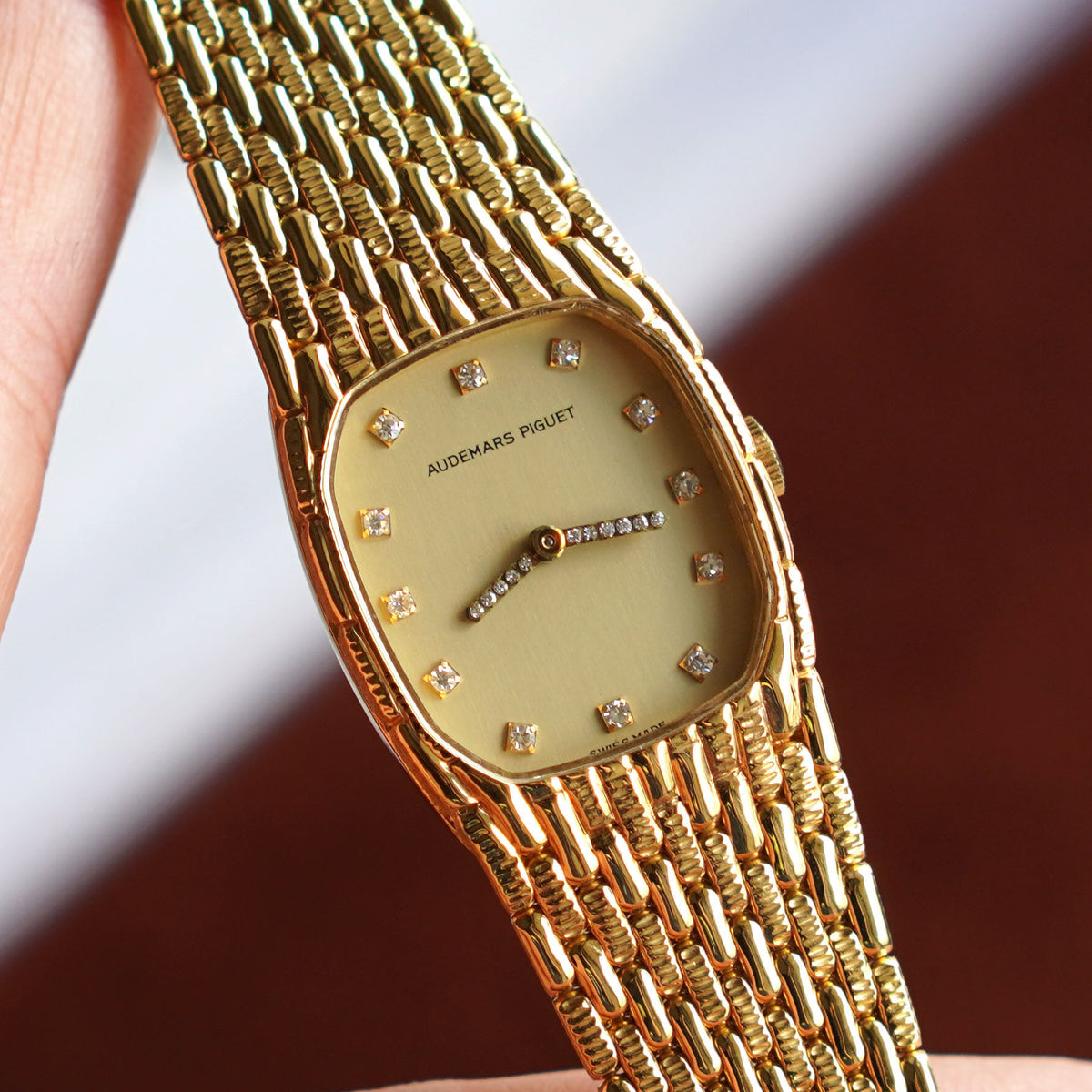 Audemars Piguet Mini Cobra, Diamond hands and hour markers, Yellow Gold