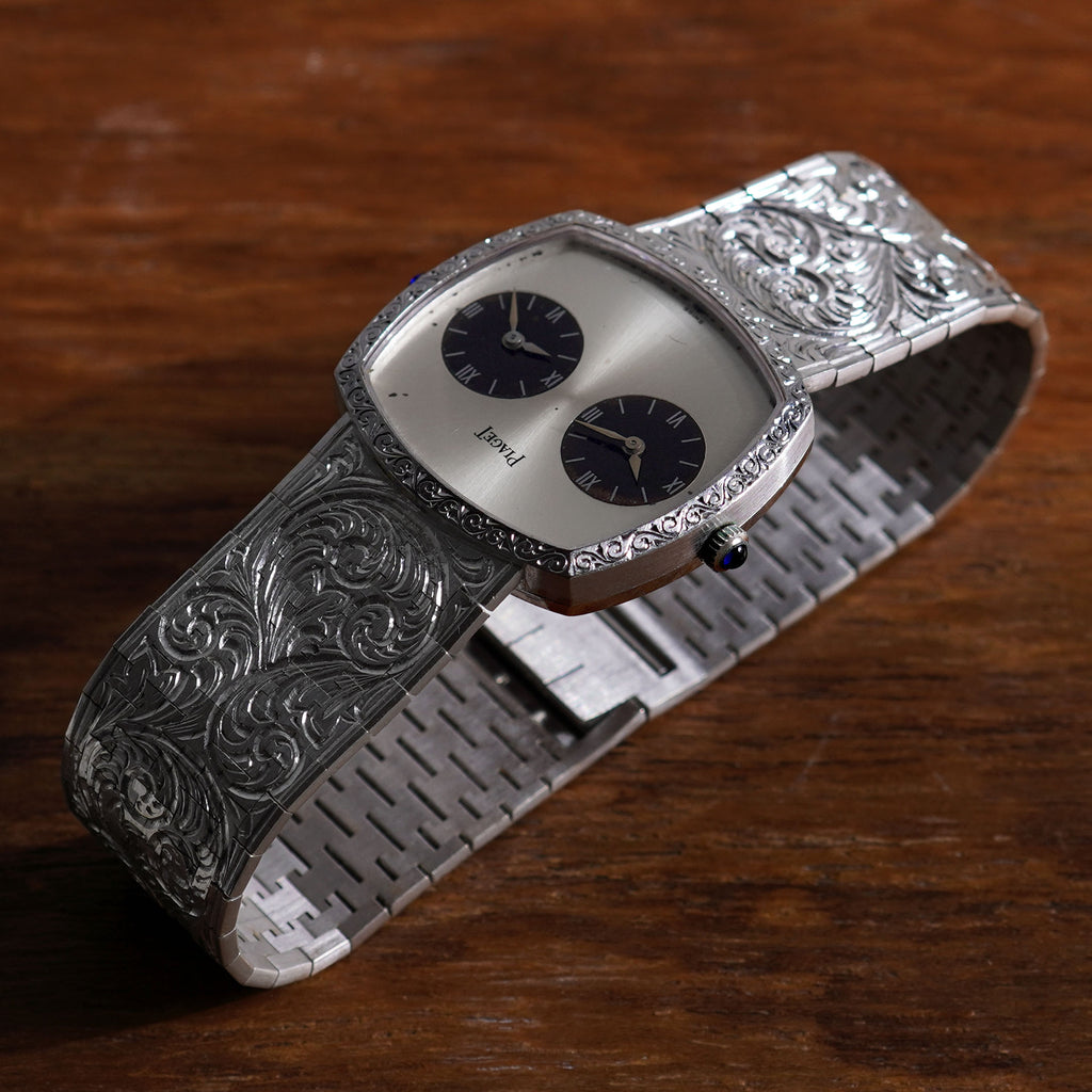 Piaget Rare Dual Time Integrated Bracelet Watch, Ref. 612401 A57, White Gold