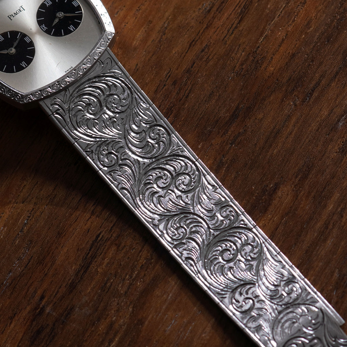 Piaget Rare Dual Time Integrated Bracelet Watch, Ref. 612401 A57, White Gold
