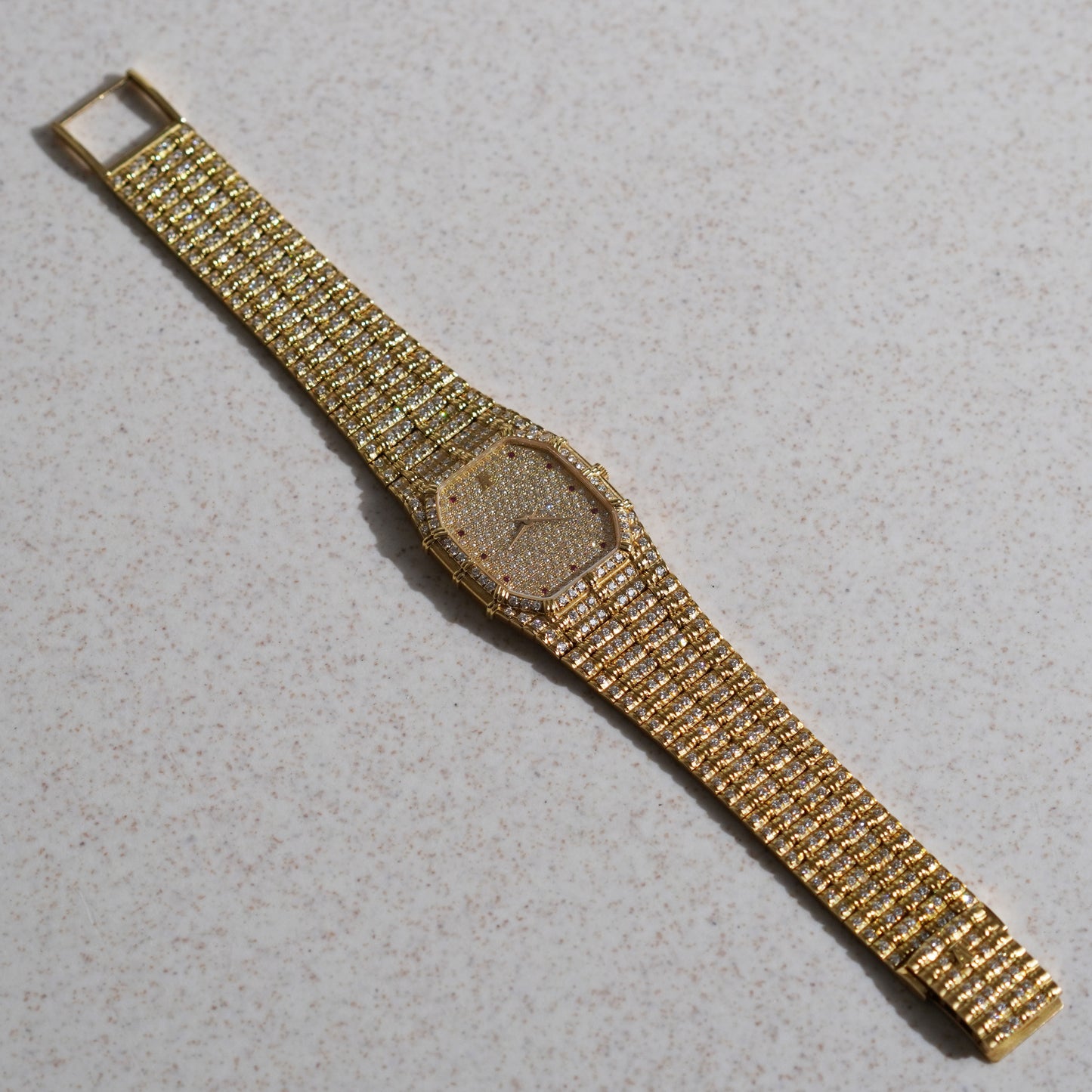 Audemars Piguet Bamboo, Diamond-set with Ruby Indexes, Yellow Gold