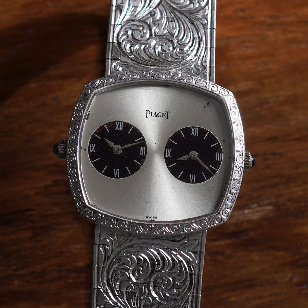 Piaget Rare Dual Time Integrated Bracelet Watch, Ref. 612401 A57, White Gold