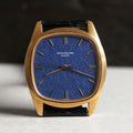 Patek Philippe Cushion-Shaped Watch, Blue Textured Dial, Ref. 3585, Yellow Gold